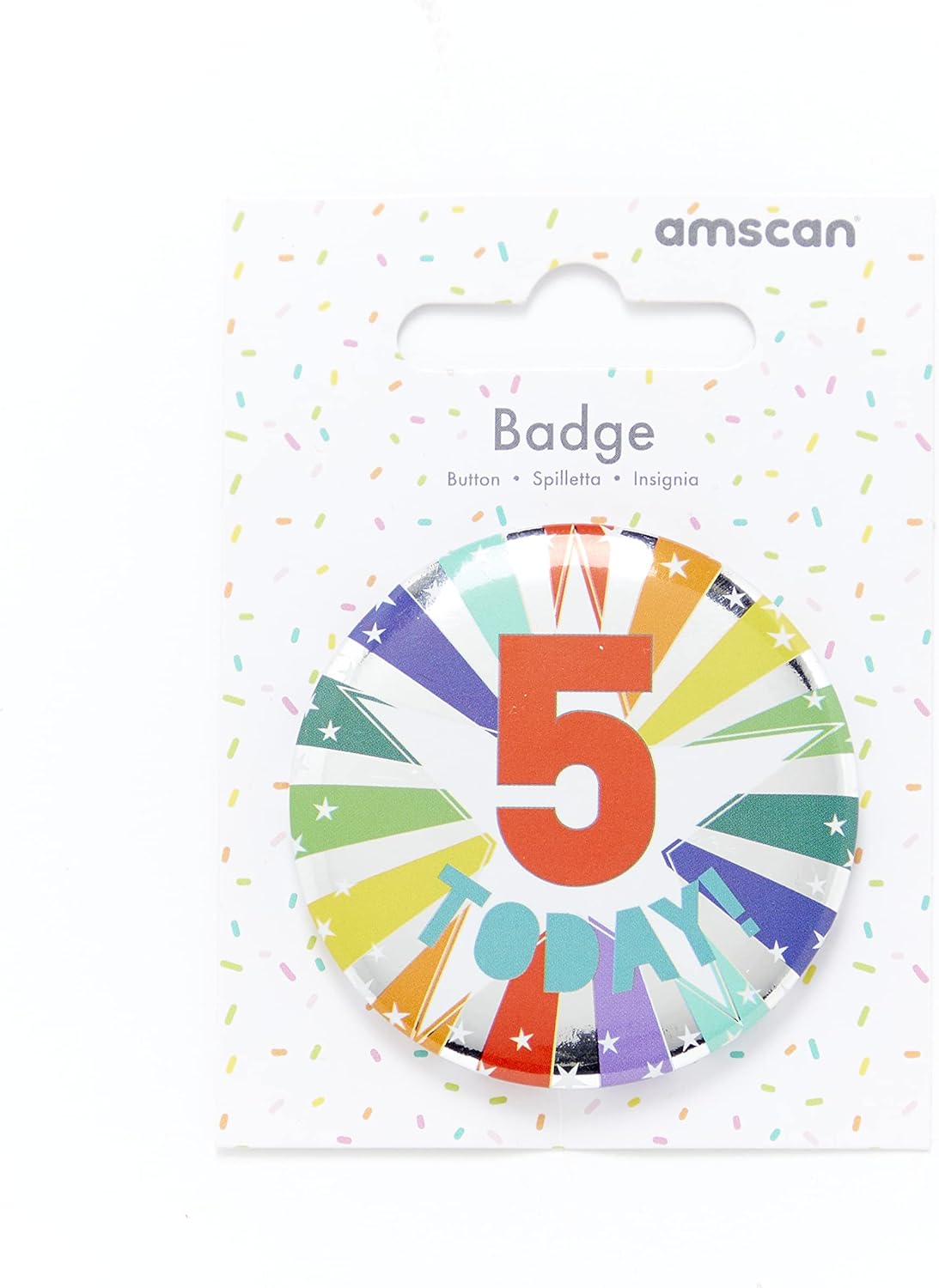 amscan 5 TODAY Birthday Badge Multicoloured Star Design 2