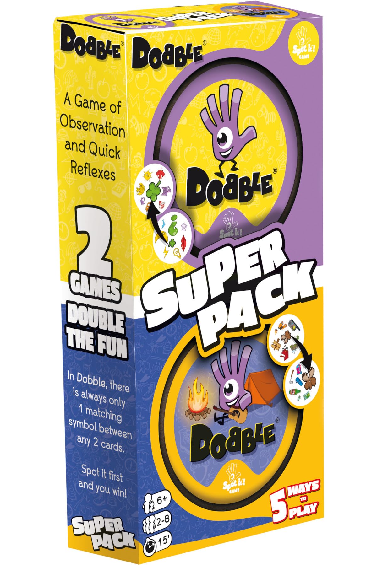 Asmodee Dobble Super Pack (Camping + Classic) | Ages 6+ | 2-8 Players | 15 Min Play Time 2