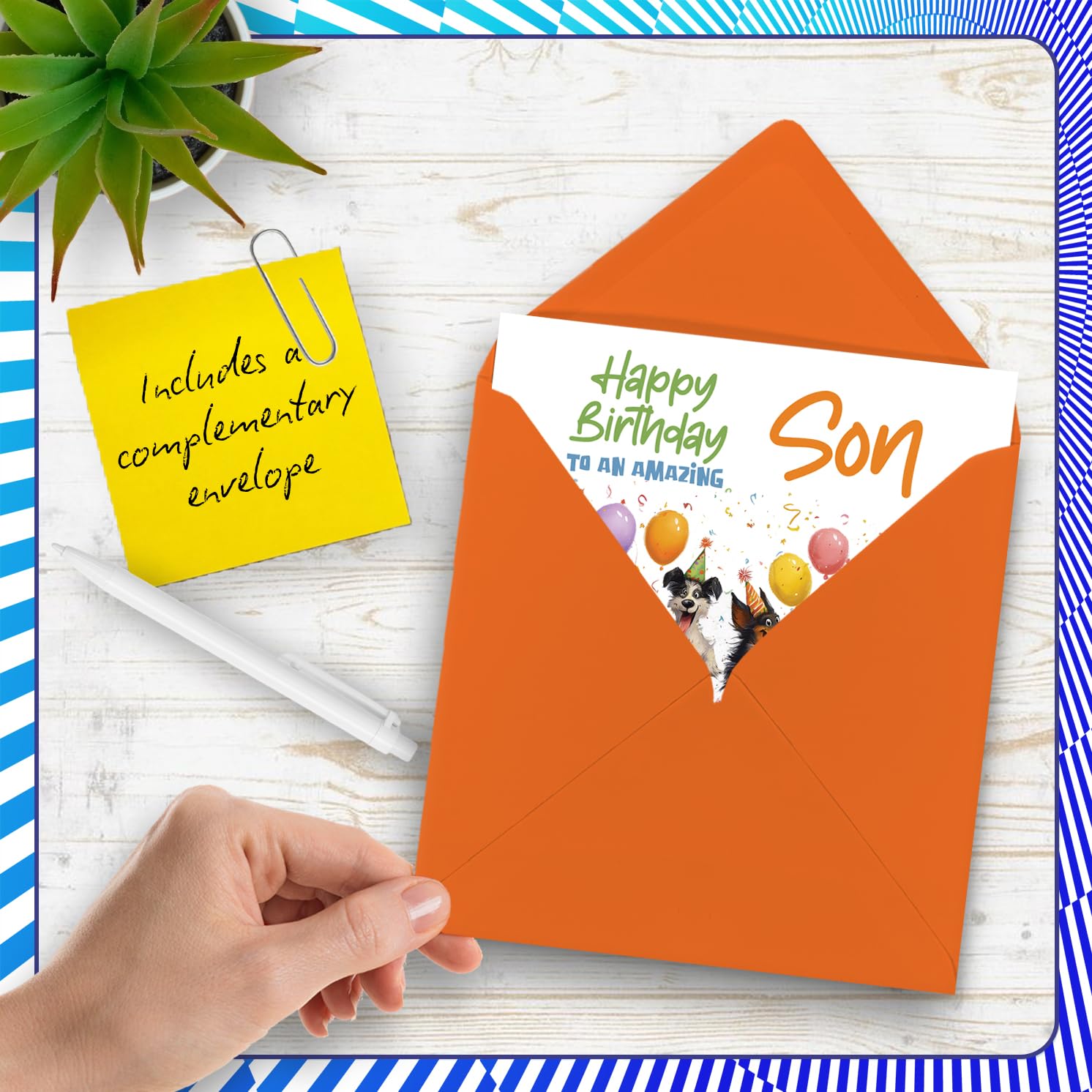 Stuff4 Playful Birthday Card for Son - Square Format | Blank Inside | Envelope Included 5