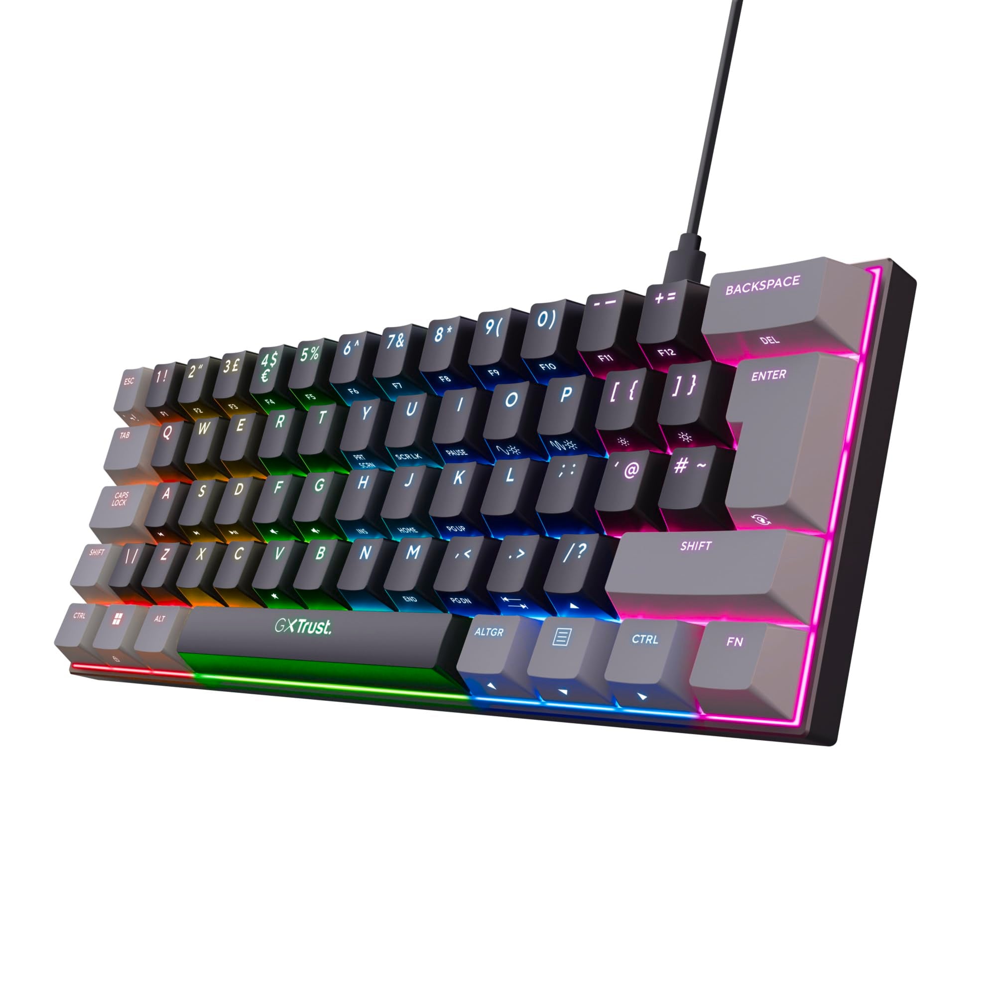 Trust Gaming GXT 867 Acira 60% Mechanical Keyboard UK Layout - RGB Backlit, Outemu Red Switches