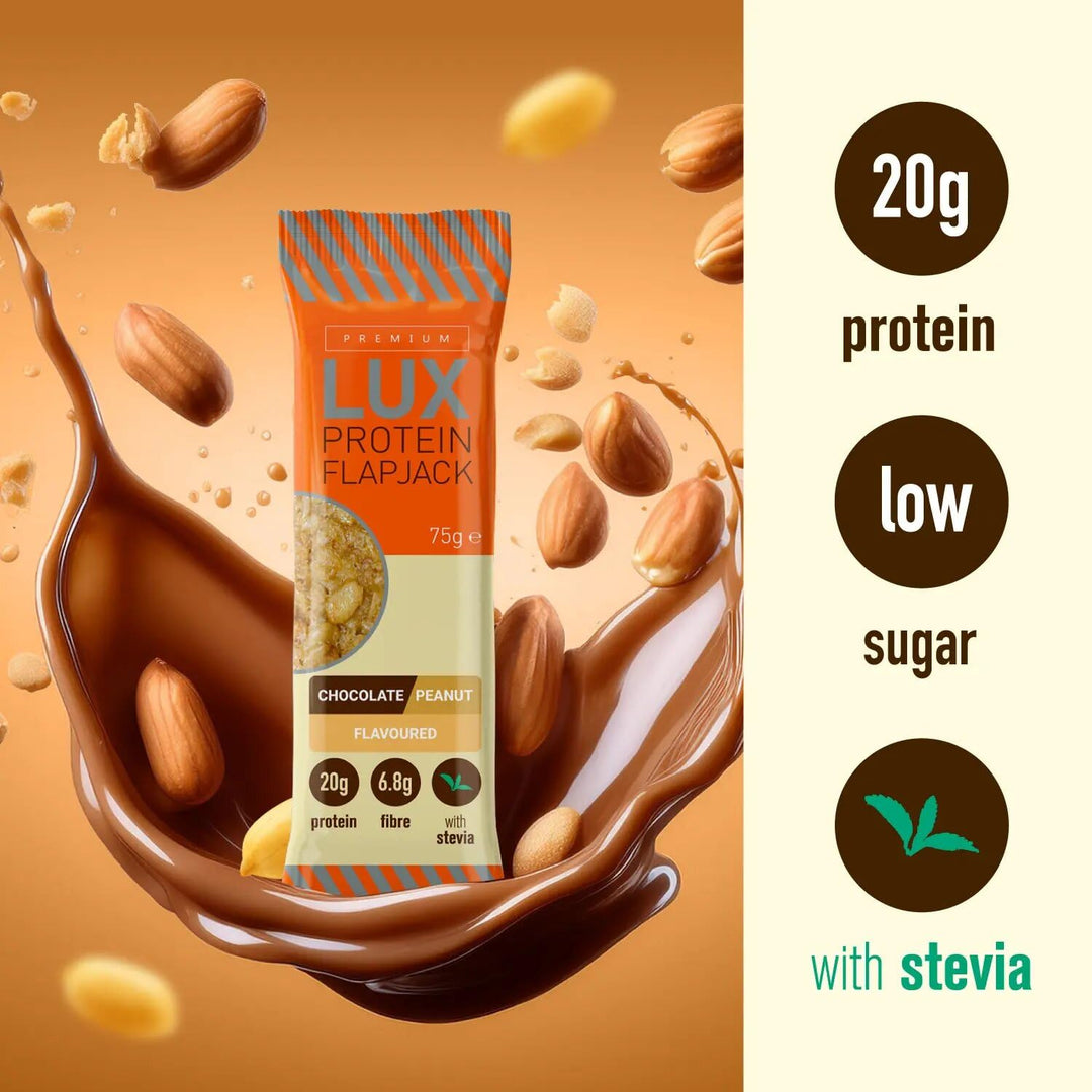 BW Premium LUX 20g High Protein Flapjack Bars - Oat Based Low Sugar Snack, 24 x 75g