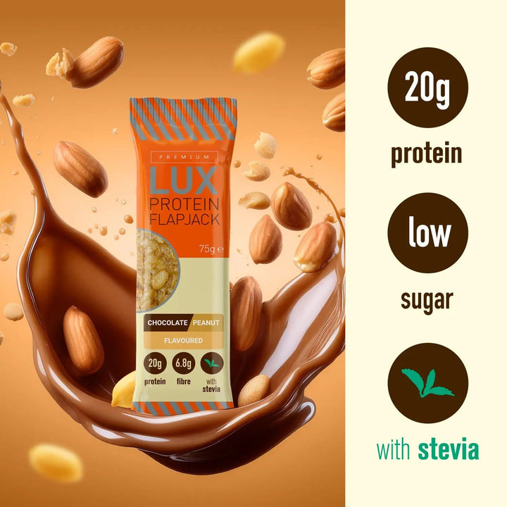 BW Premium LUX 20g High Protein Flapjack Bars - Oat Based Low Sugar Snack, 24 x 75g