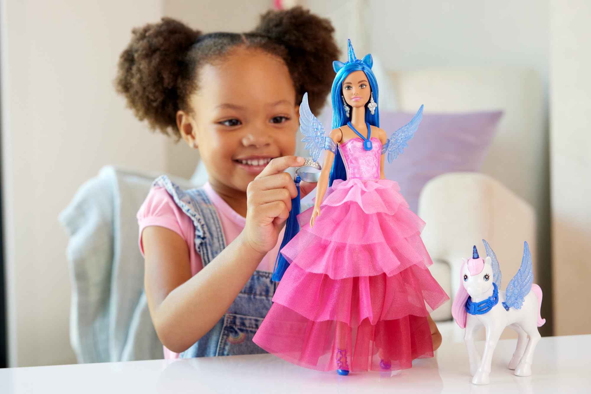 Barbie Unicorn Doll HRR16 - 65th Anniversary Alicorn with Blue Hair & Pink Gown | Ages 3+