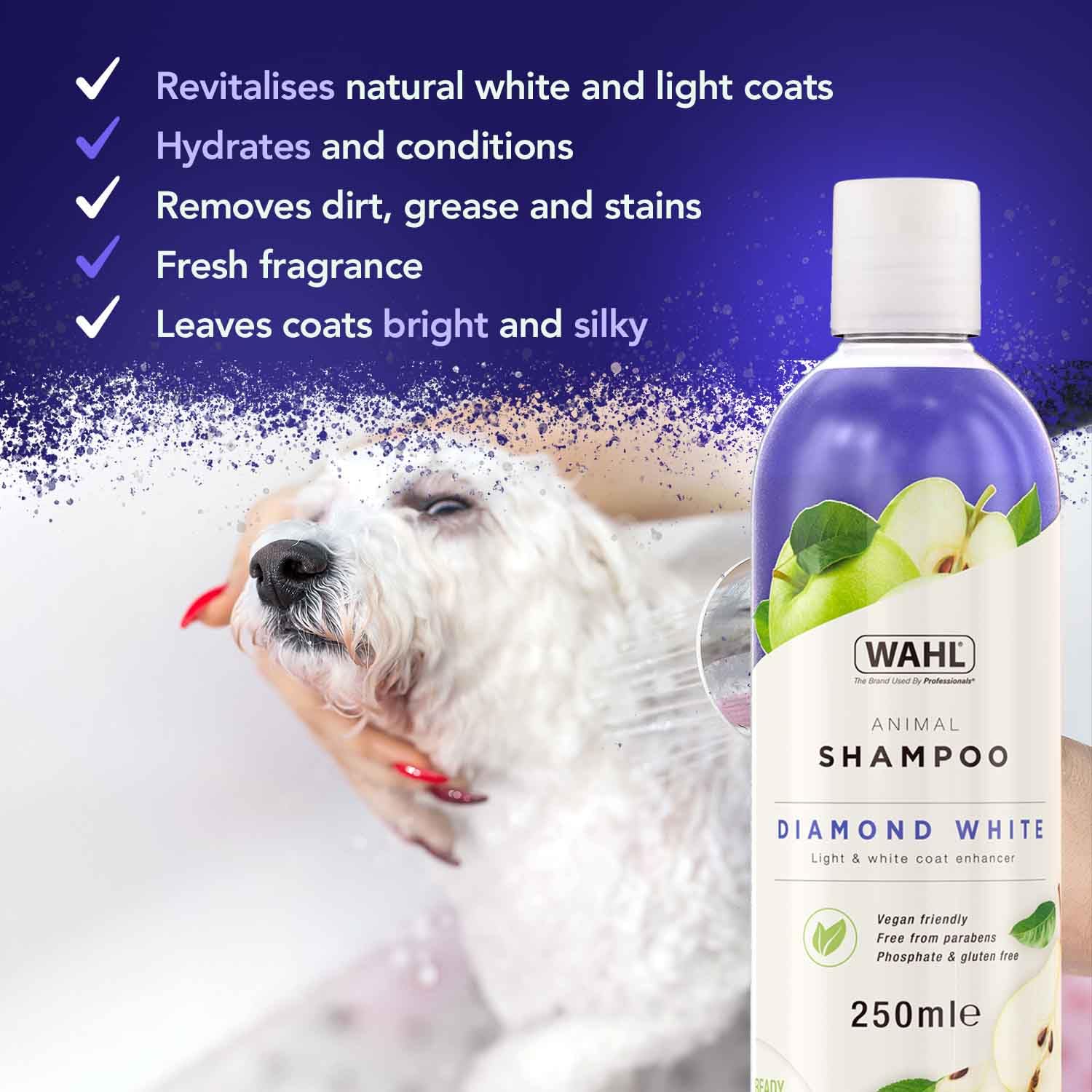 Wahl Diamond White Animal Shampoo - Brightens Light & White Coats | Ready to Use | 250ml 5