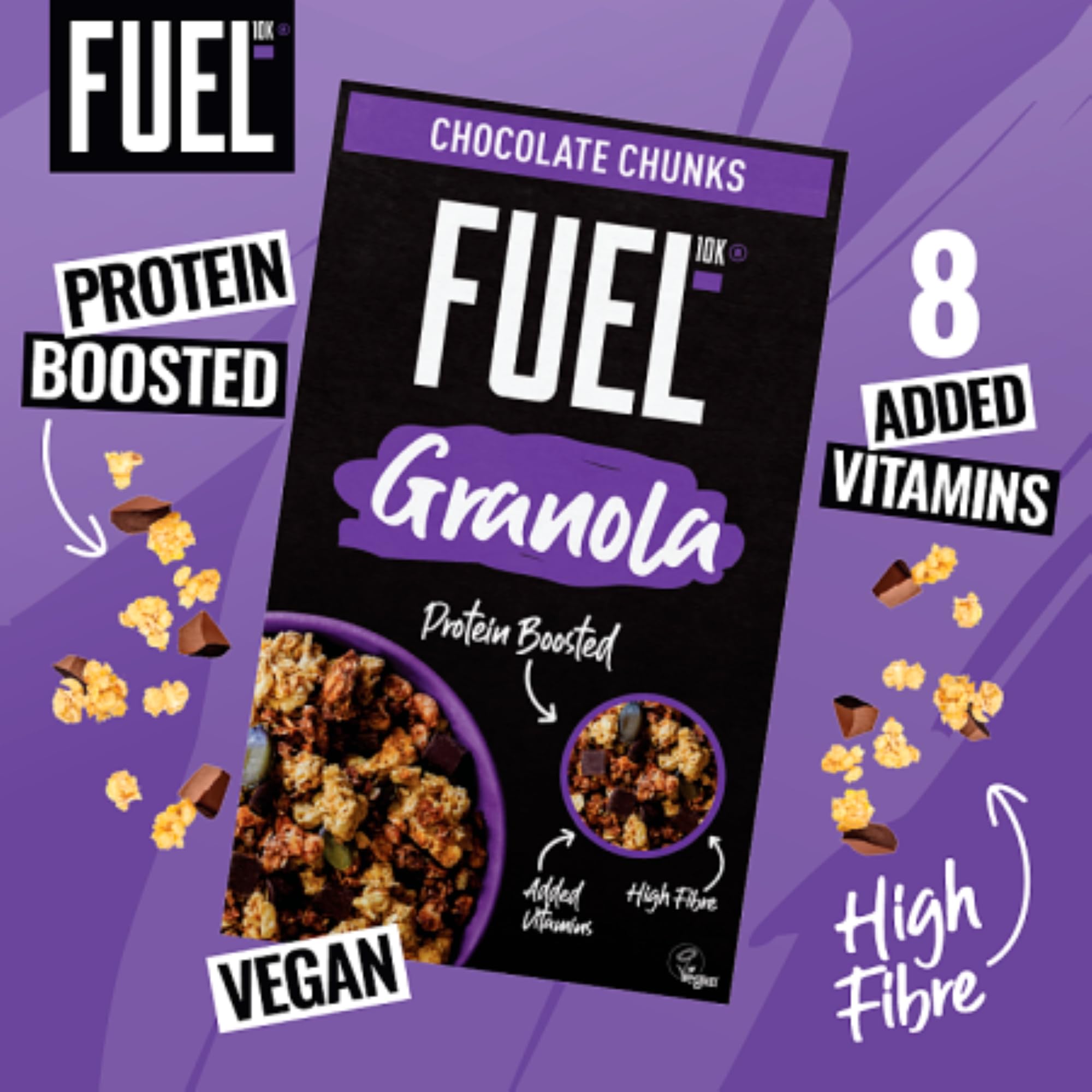 FUEL10K Chocolate Chunks Granola - High Fibre, Protein Boost | 650g 3