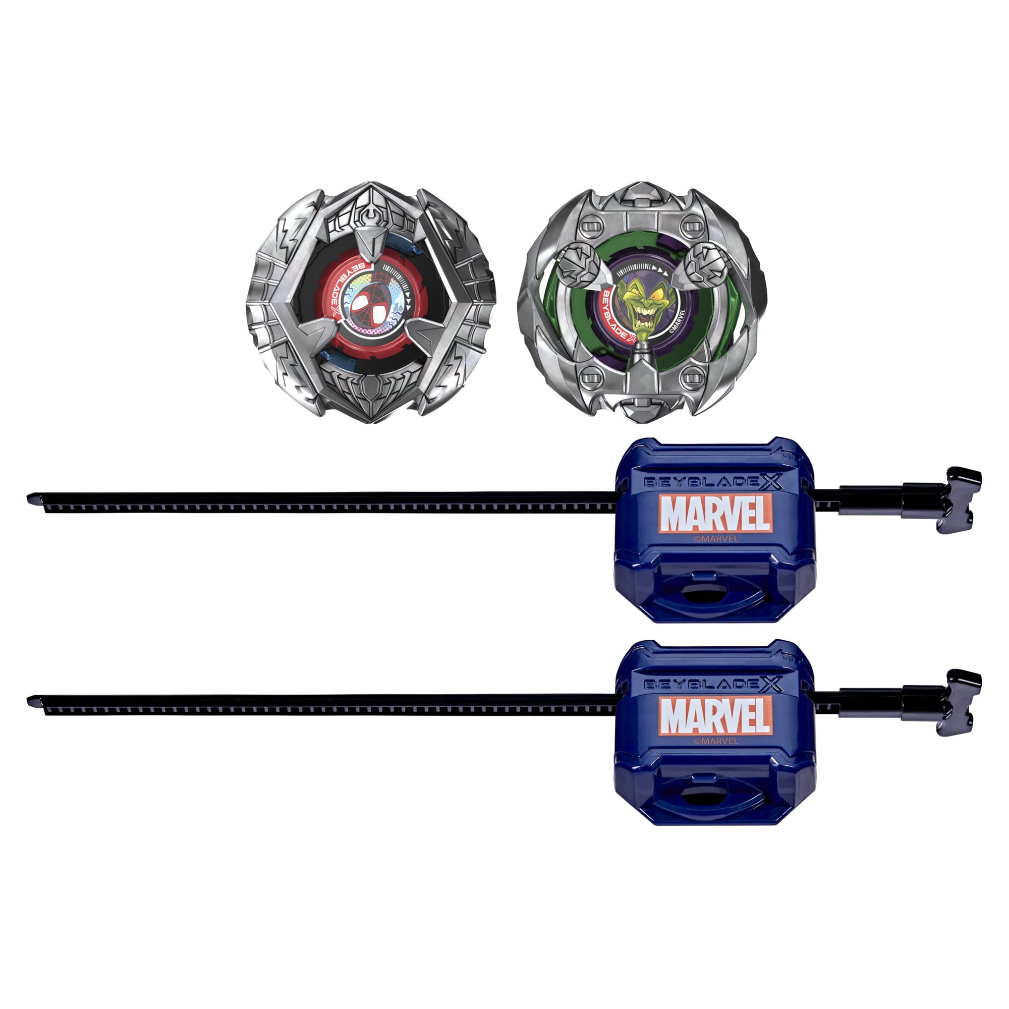 Hasbro Beyblade X Marvel Collab Miles Morales 1-60GN vs Green Goblin 9-80HT Battling Tops Set