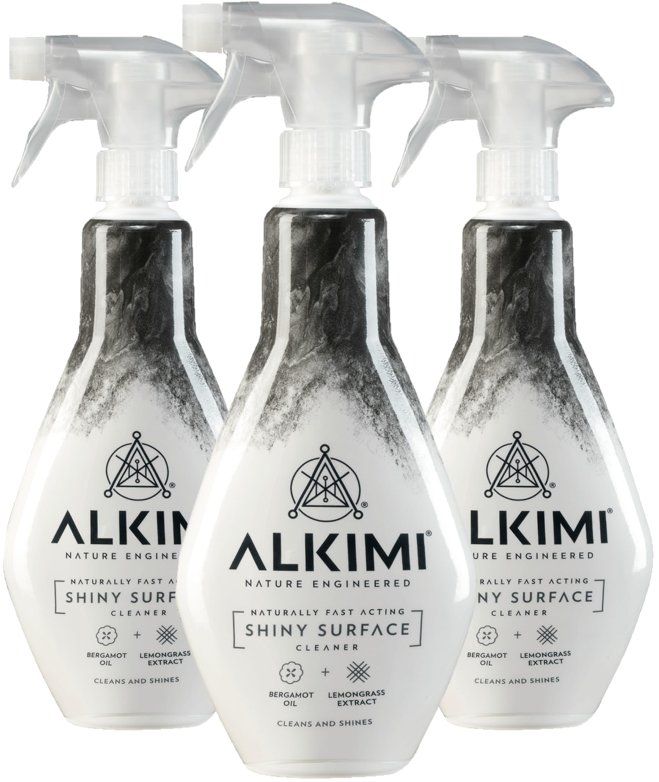 ALKIMI Shiny Surface Cleaning Spray - Streak-Free Shine, Natural Bergamot & Lemongrass | 500 ml (Pack of 3)