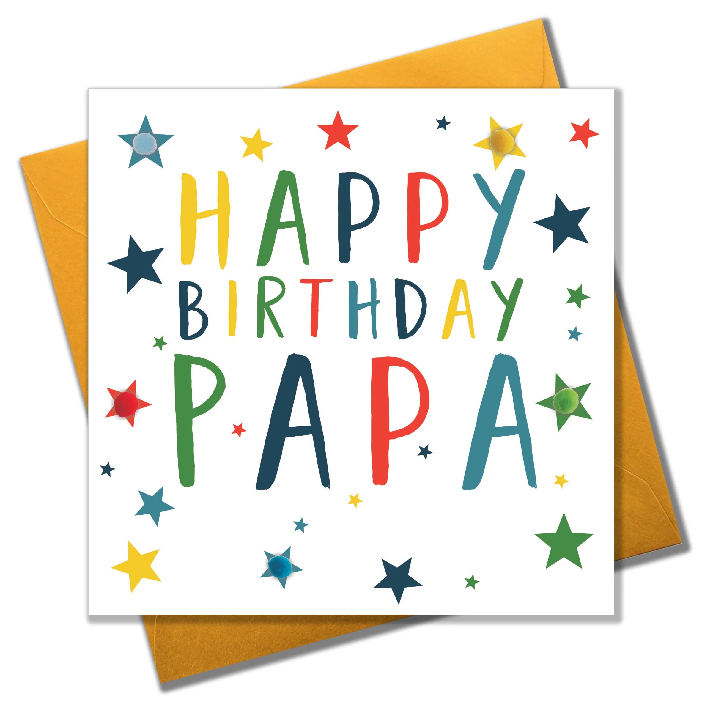 Claire Giles Greeting Cards - Happy Birthday Papa Card with Pompoms | 150x150mm | Pack of 1