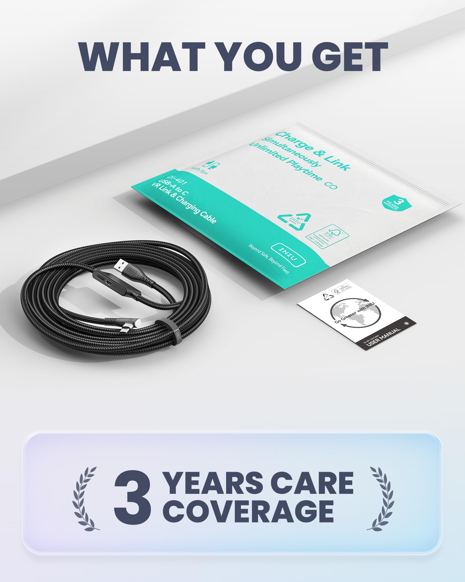 INIU 5M VR Link Cable with Separate Charging Port, USB 3.0 to USB C Cable f 4