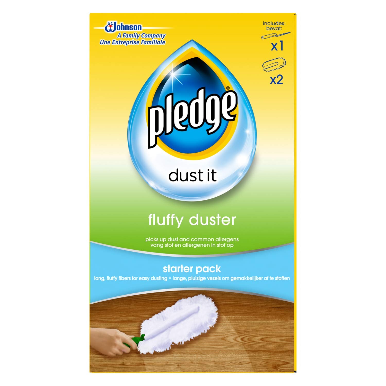 Pledge Duster Starter Kit - Picks Up Dust, Dirt, and Lint | 3 Count (Handle + 2 Refills) 1