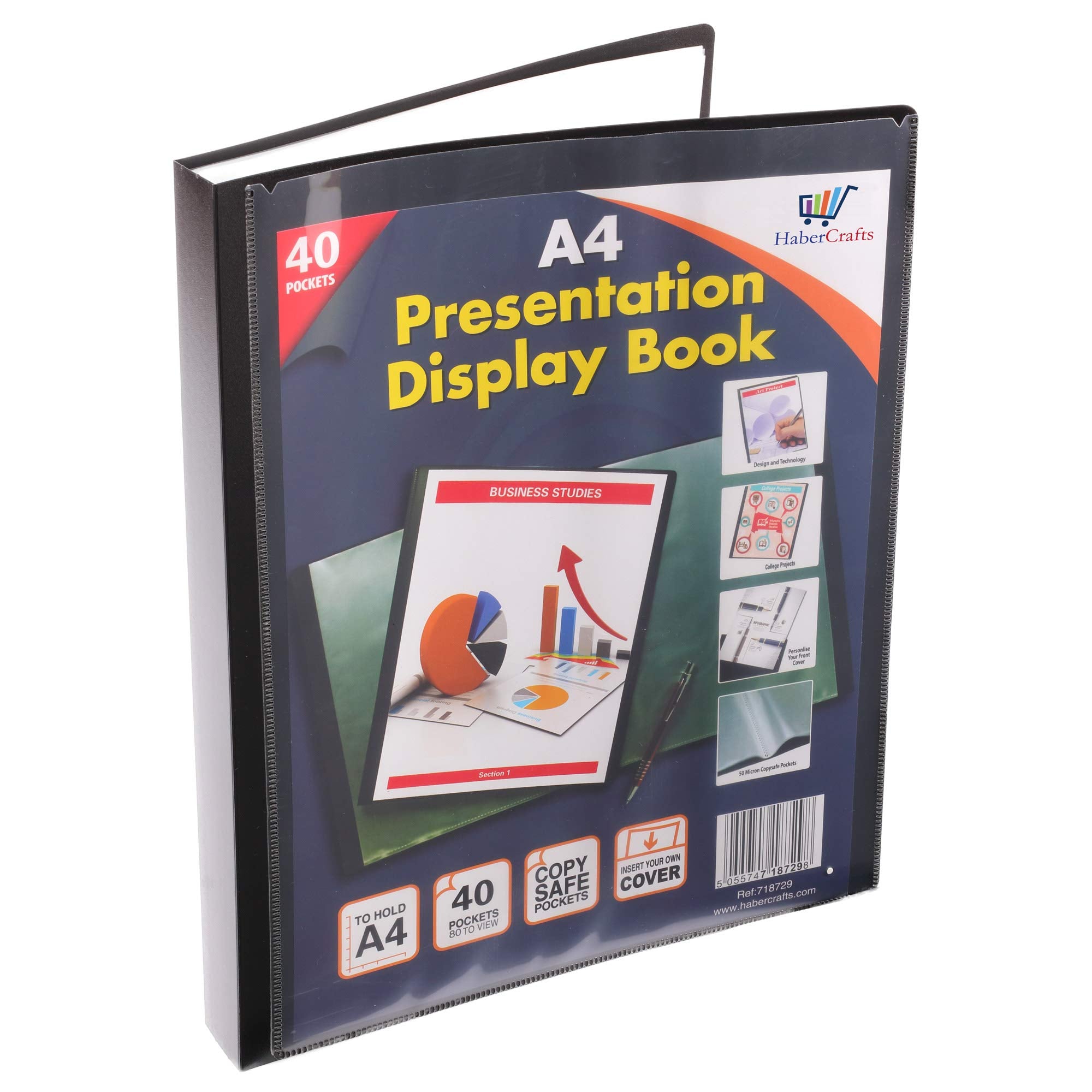 Habercrafts A4 Display Book Folder - 40 Pockets (80 Views) | Hard Flexible Cover | Pack of 3