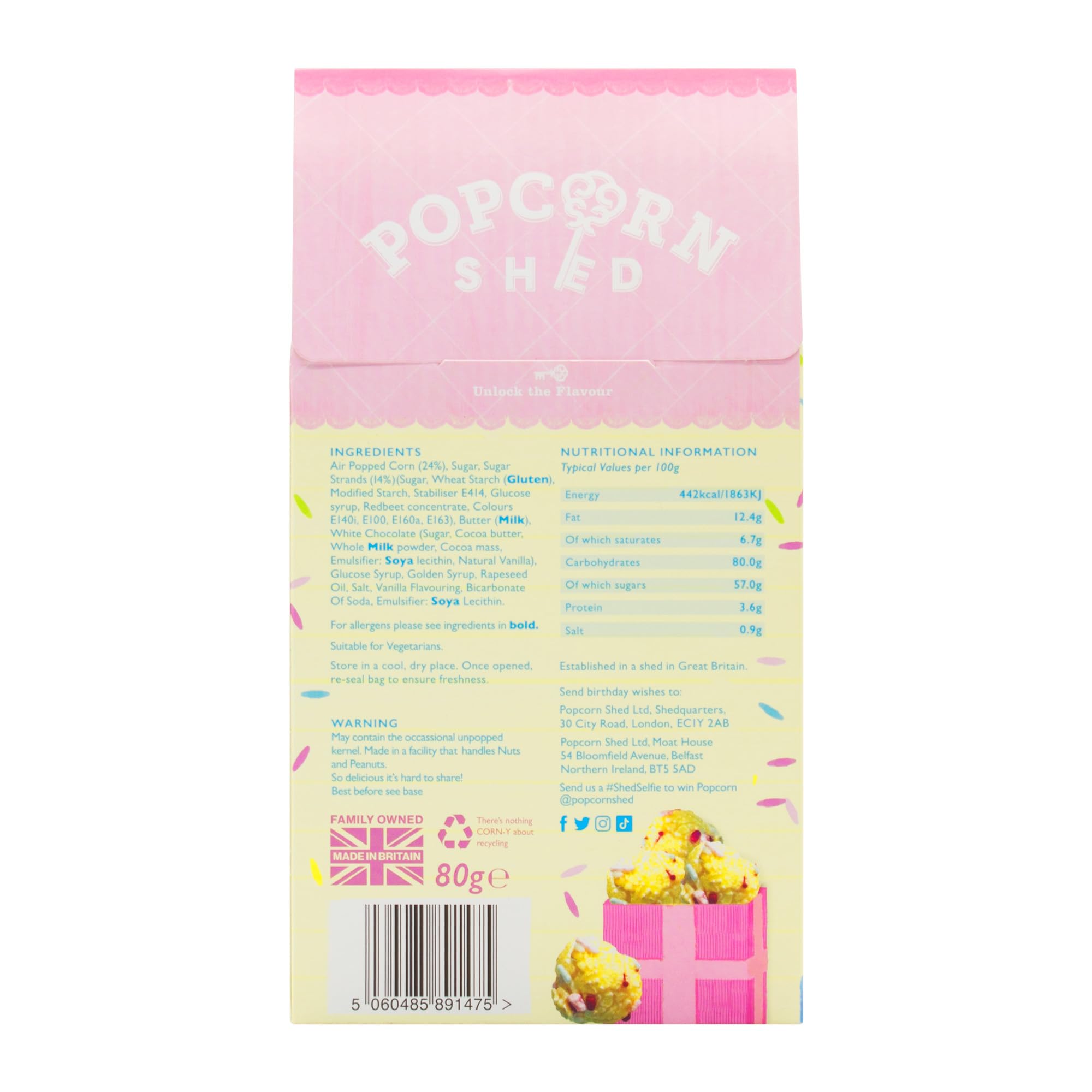 Popcorn Shed Birthday Cake Popcorn - 80g Gift Box | Vegetarian | Natural 2