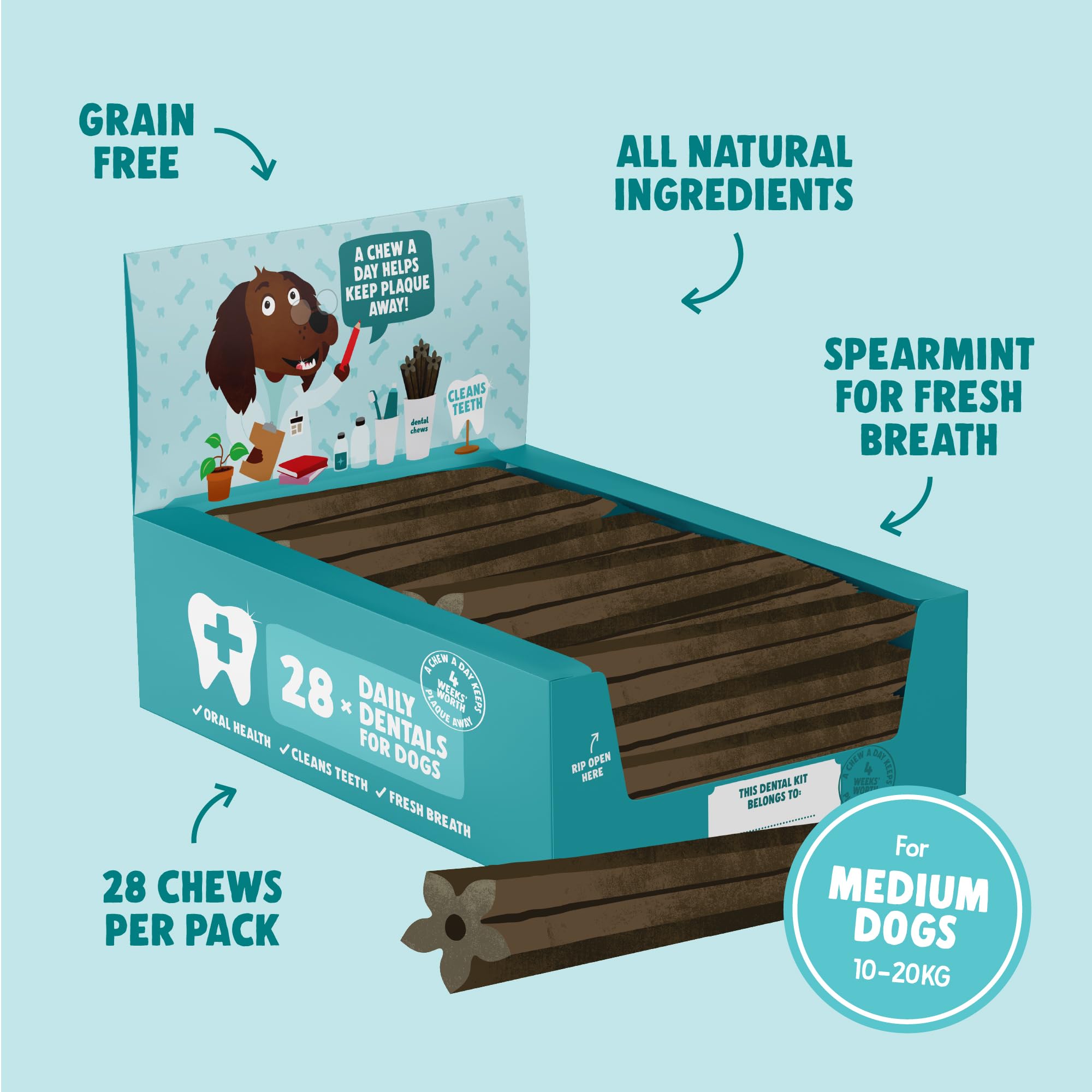 Denzel's Dog Dental Sticks - Medium Dogs (10-20kg) | Chicken & Peppermint | 28 Pack 2