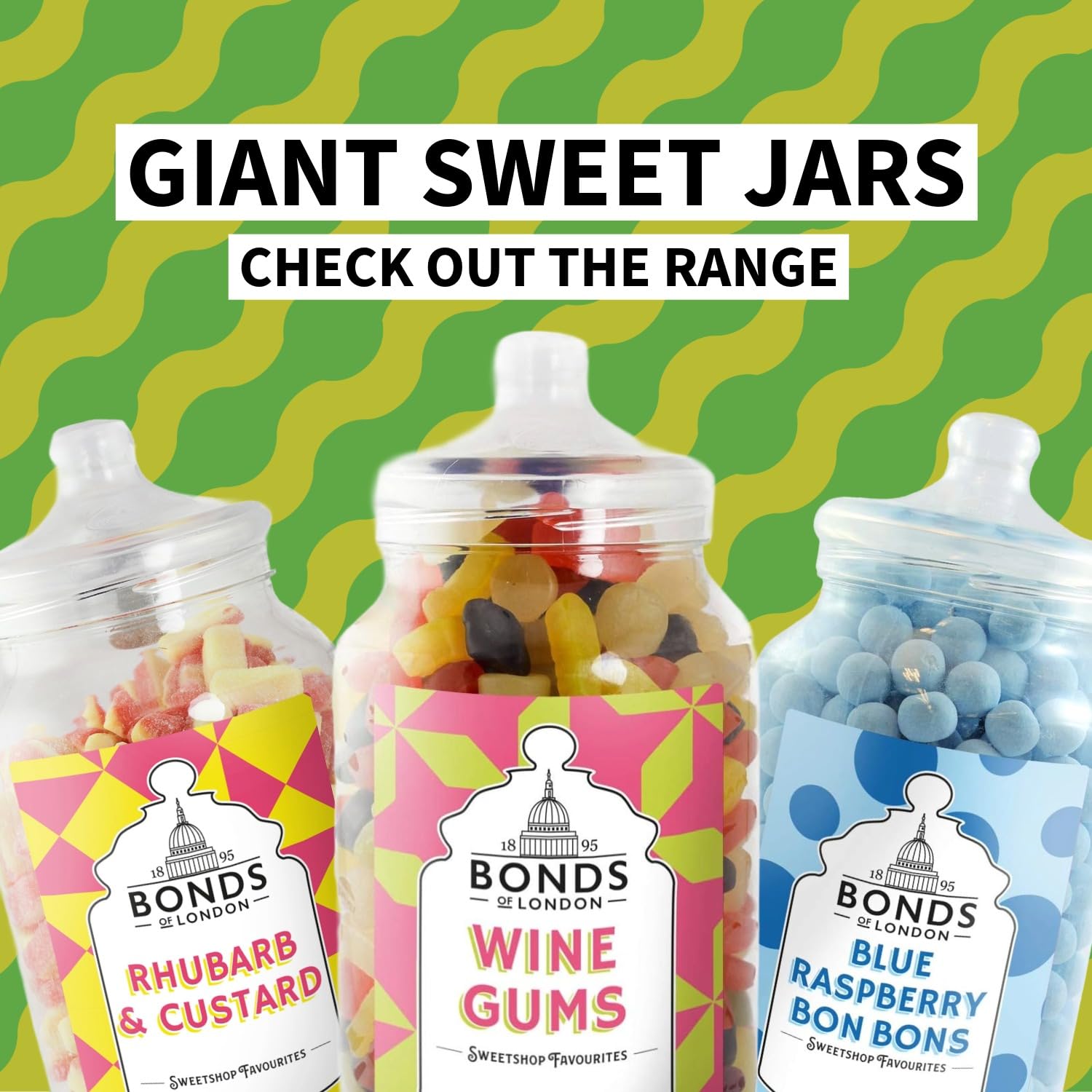 Bonds of London - Lemon Sherbets Jar Retro Chewy Sweets, 1.7 kg Vegetarian Fizzy Citrus Treats 10