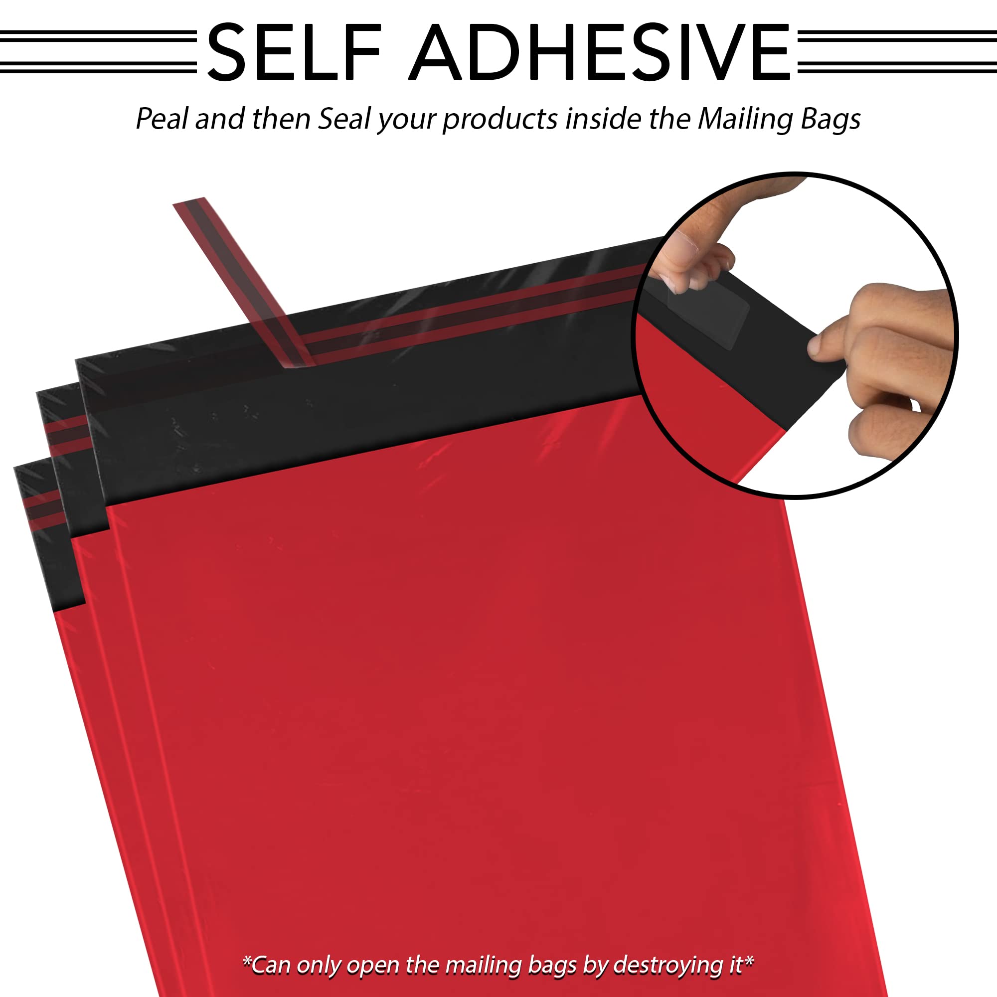 iSOUL Strong Large Mailing Postal Bags - 100 Pack, 6 x 9 Inch, Red, Water Resistant 2