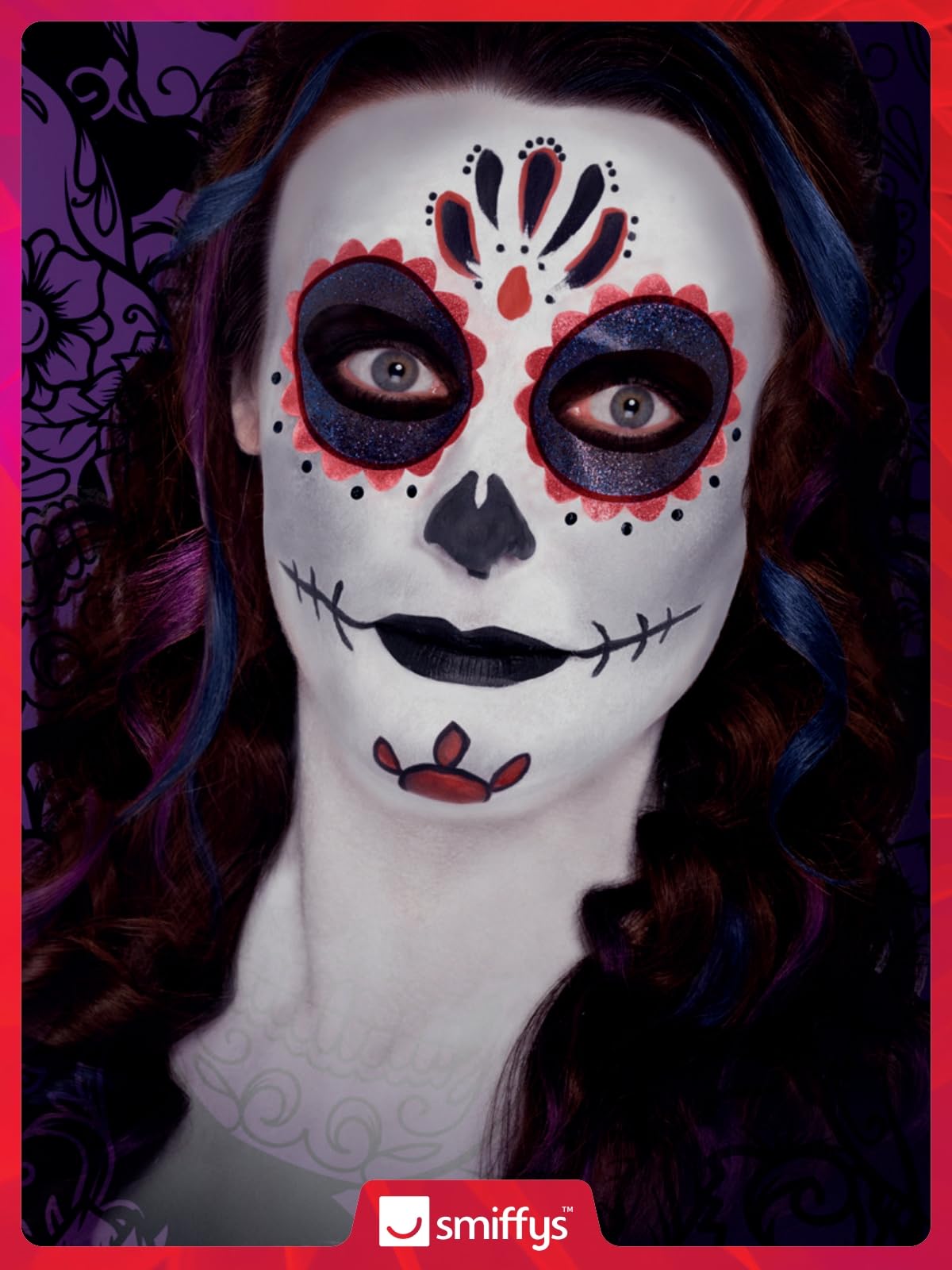 Day of the Dead Make-Up Kit with Face Paints, Face Tattoo, Gem Stickers, Crayon & Applicators 4