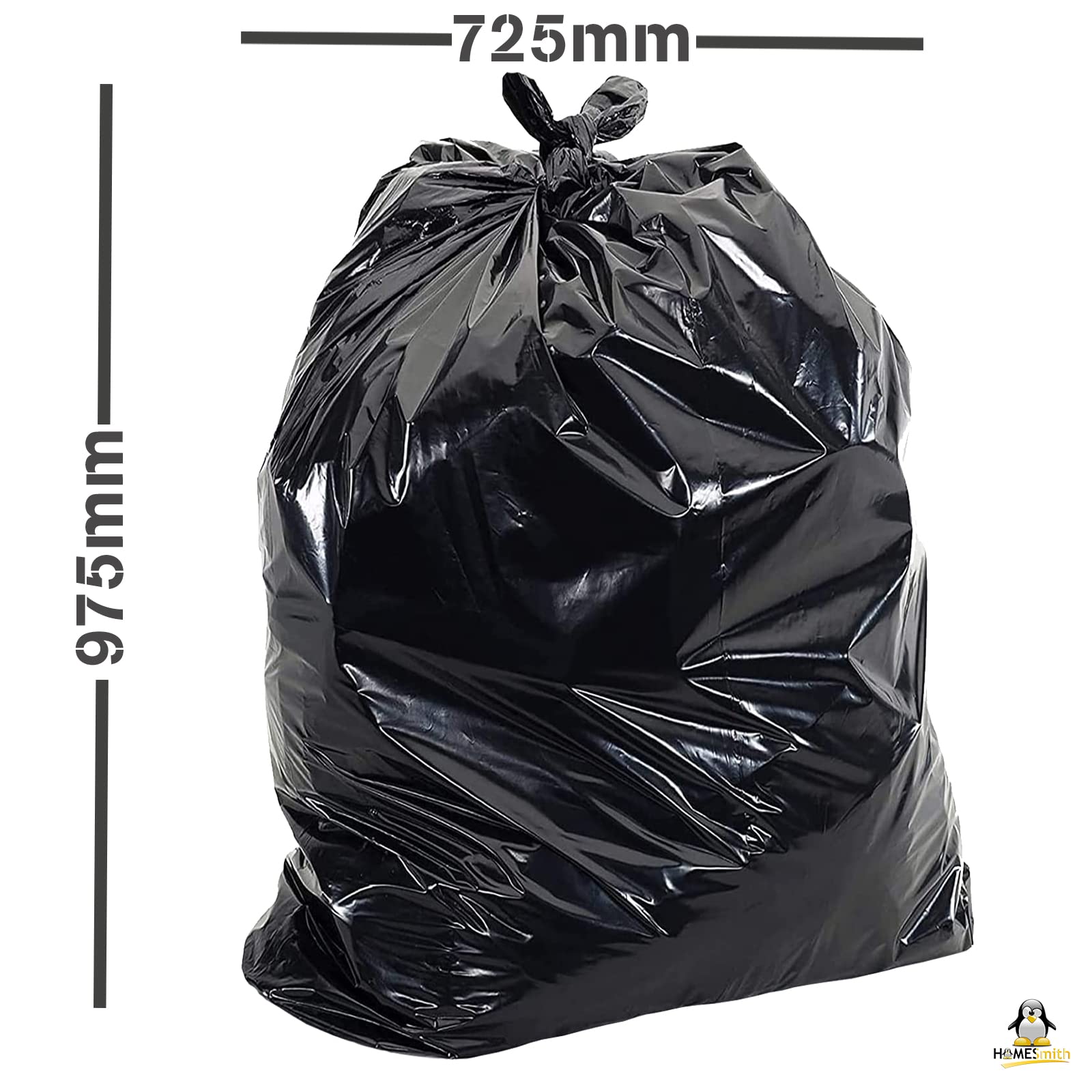 HomeSmith Extra Large & Extra Heavy Duty Refuse Sacks - 120L Capacity, 50 Count, Black 4