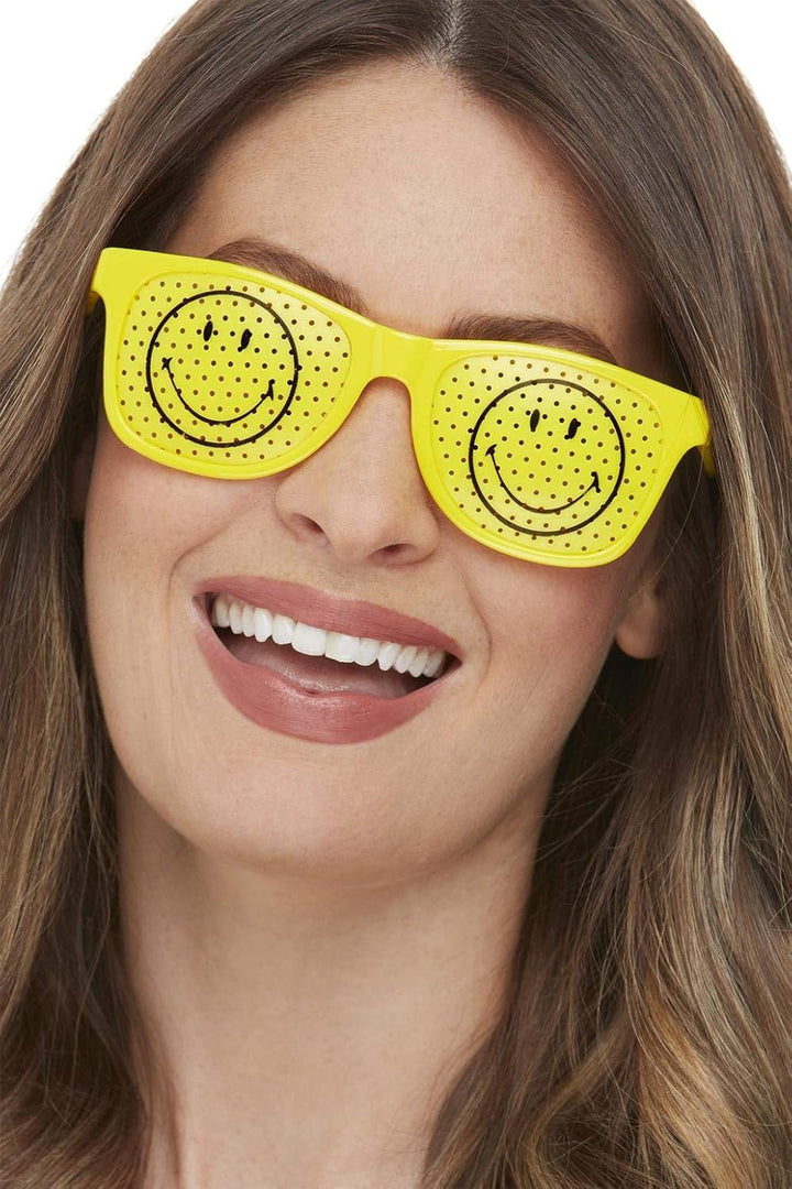 Smiffys Officially Licensed Smiley Rave Glasses, Unisex Adult, Yellow, One Size