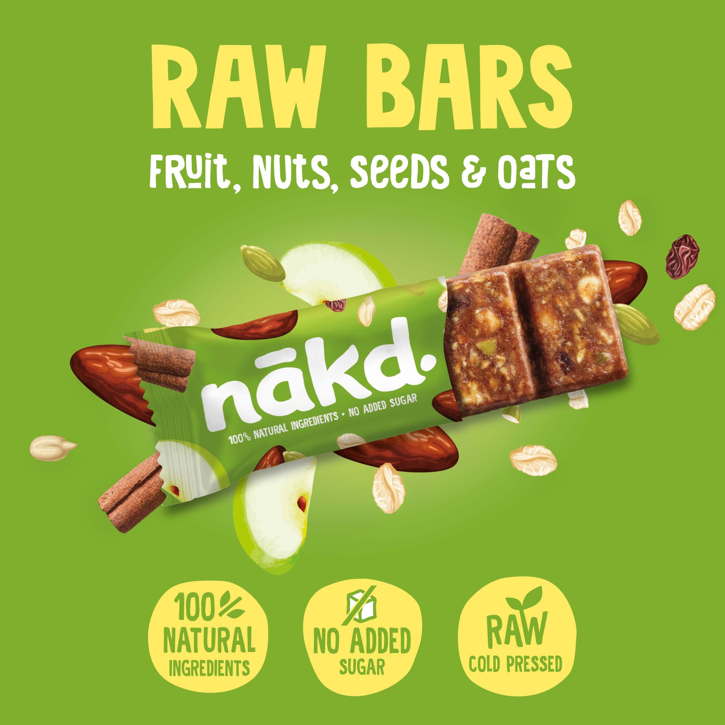 Nakd Fruit & Fibre Apple & Cinnamon Bars - 16 Count, High Fibre, Vegan, Gluten Free | 704g 2