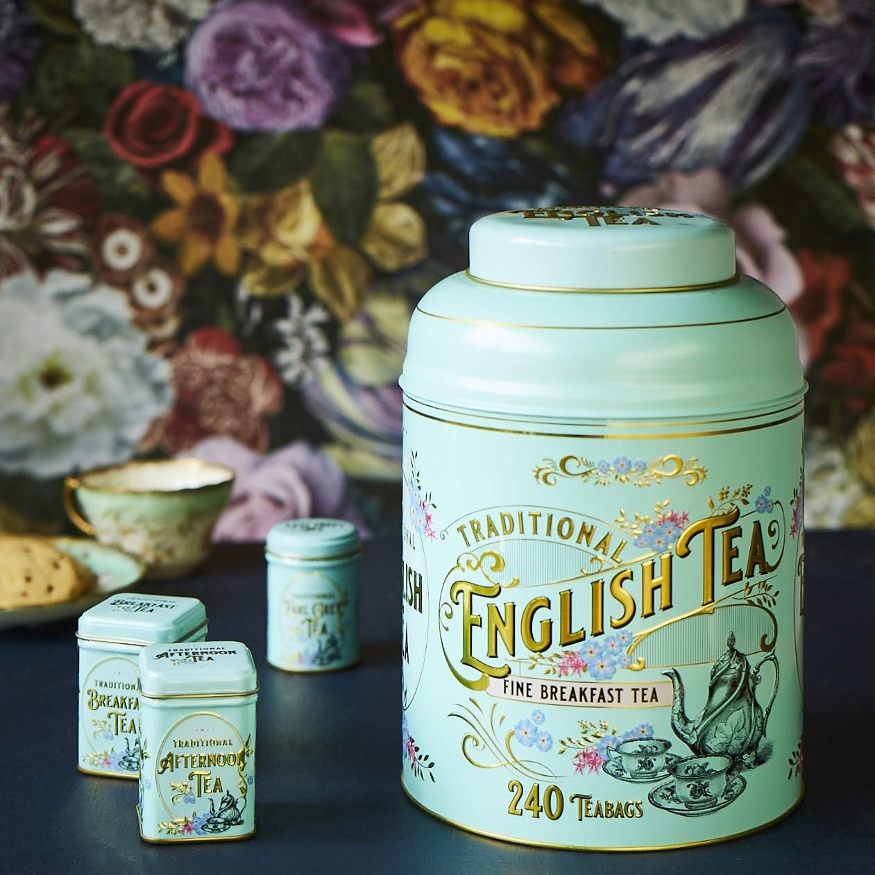 New English Teas - Vintage Victorian Tea Tin Caddy with 240 English Breakfast Teabags (TT37) 4