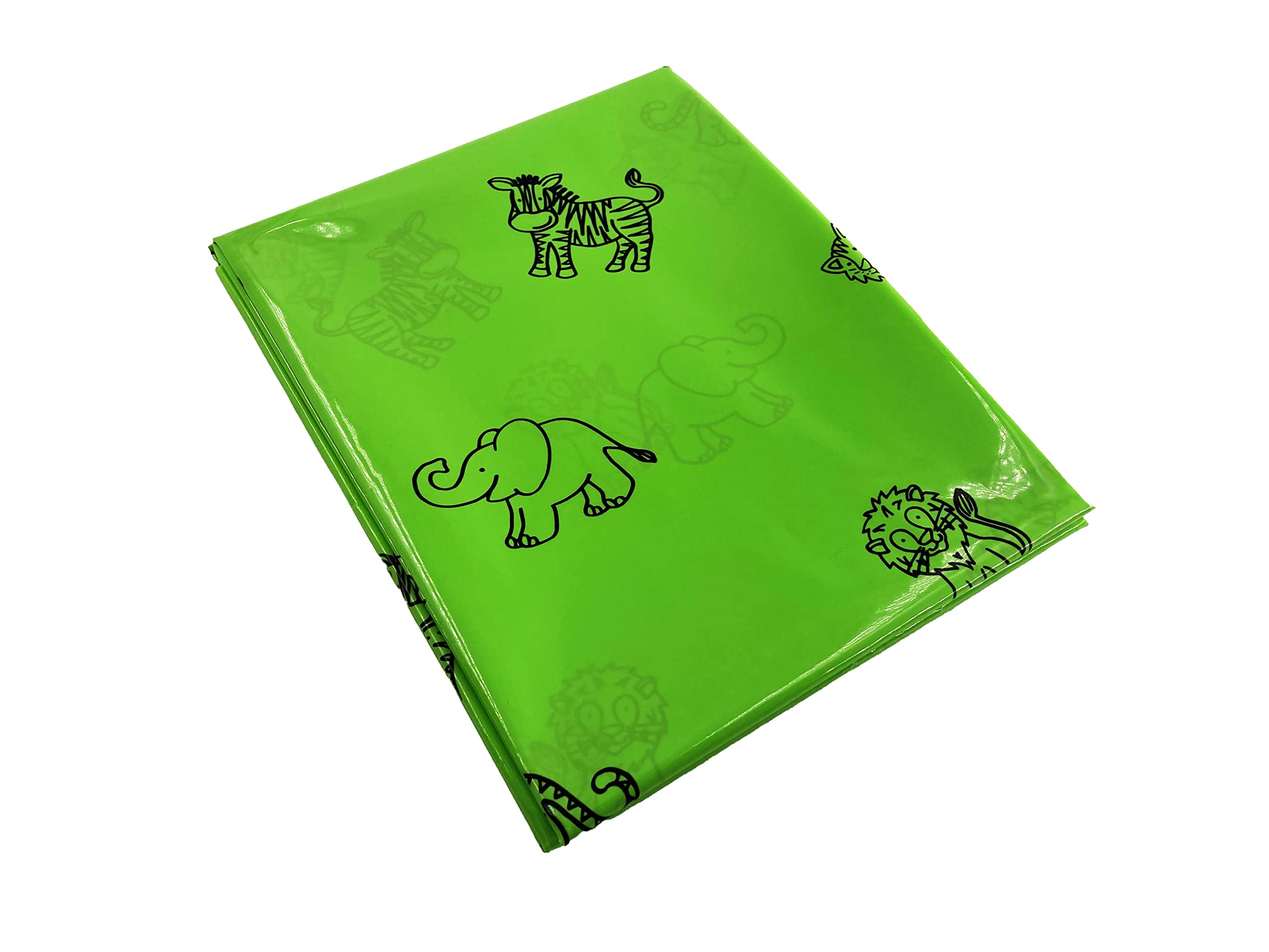 Craftplay Green Plastic Splashmat/Table Covering with Jungle Animals Print (1.5m x 1.5m)