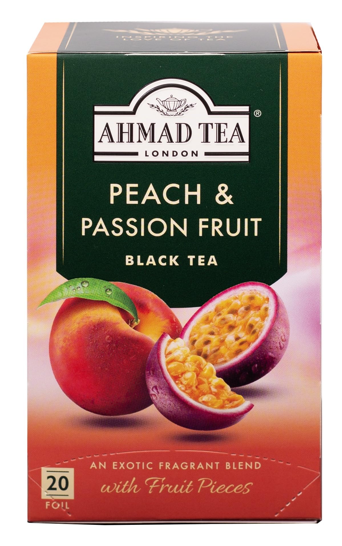 Ahmad Tea Peach & Passion Fruit Black Tea - 20 Teabags | Exotic Fruit Flavor | Antioxidant Support 1