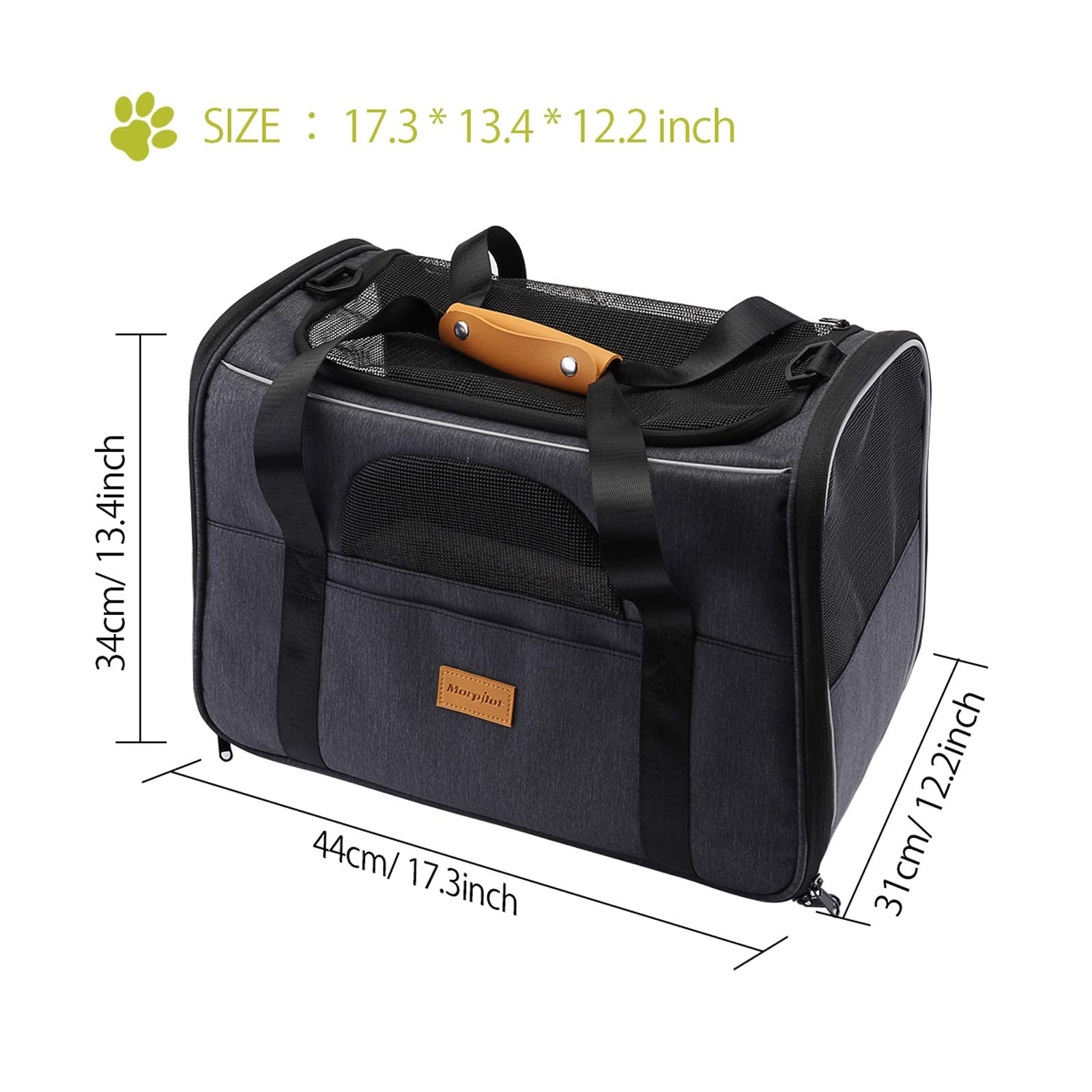 morpilot Airline Approved Soft-Sided Pet Carrier - Black Grey | Up to 7kg/15 lbs 2