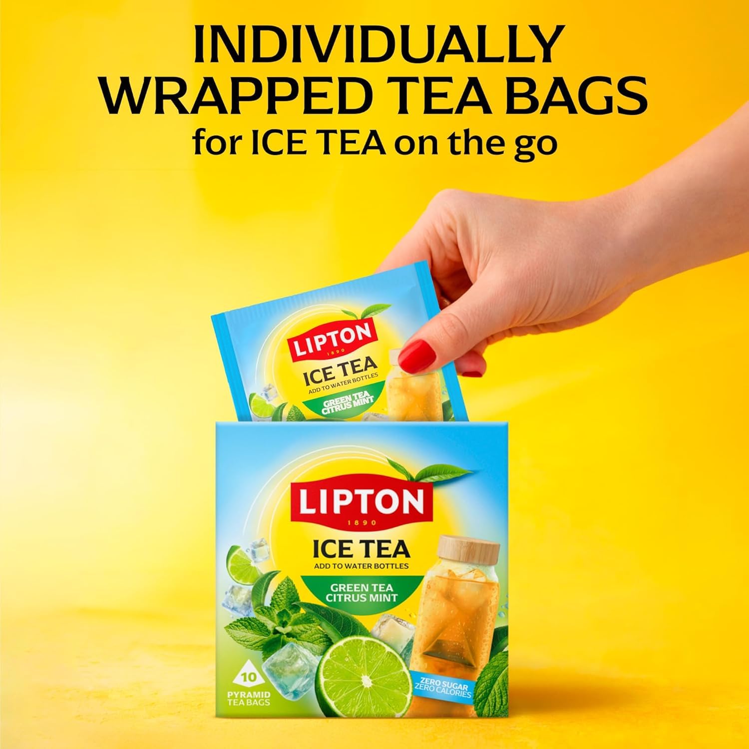 Lipton Ice Tea Green Tea Citrus Mint - Zero Calories, Cold Brew Pyramid Bags, 10 Count 4
