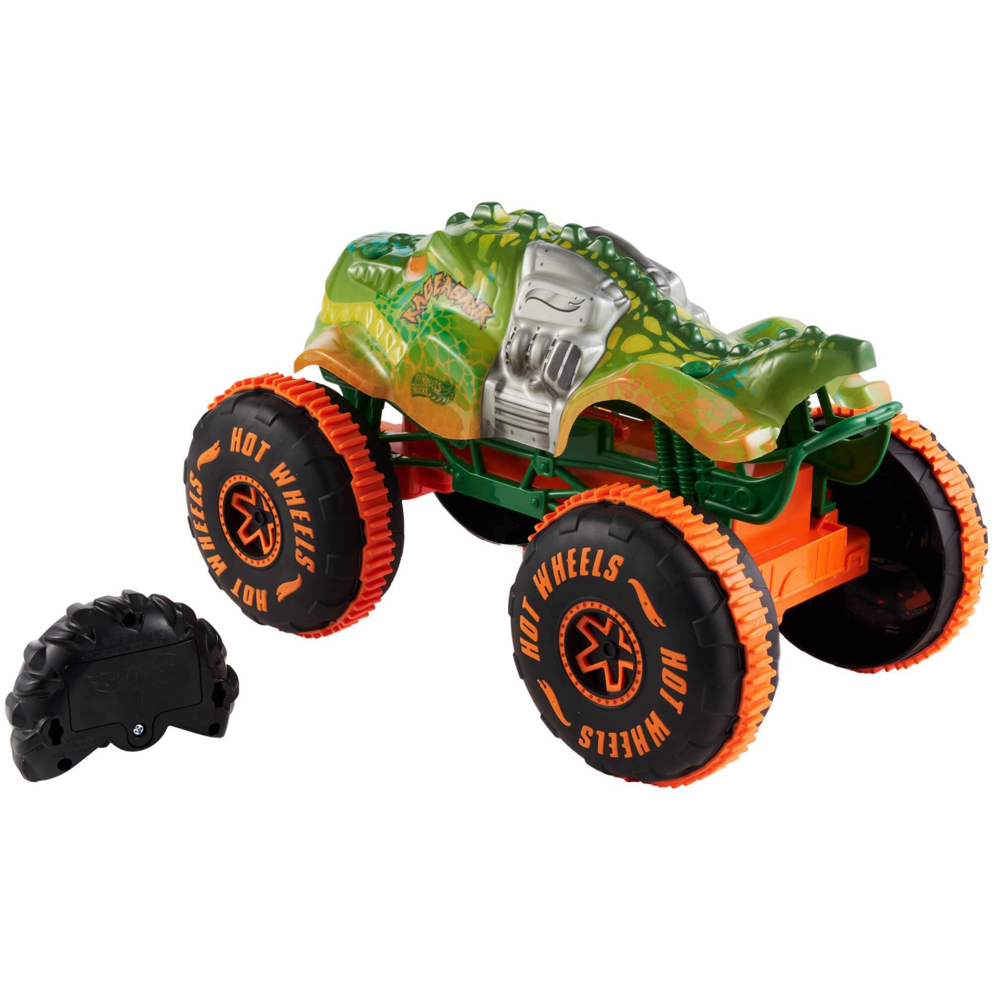 Hot Wheels Monster Trucks RC Rageasaur - 1:15 Scale Remote-Controlled Vehicle with Grip Action Tires & Wheelie Mode