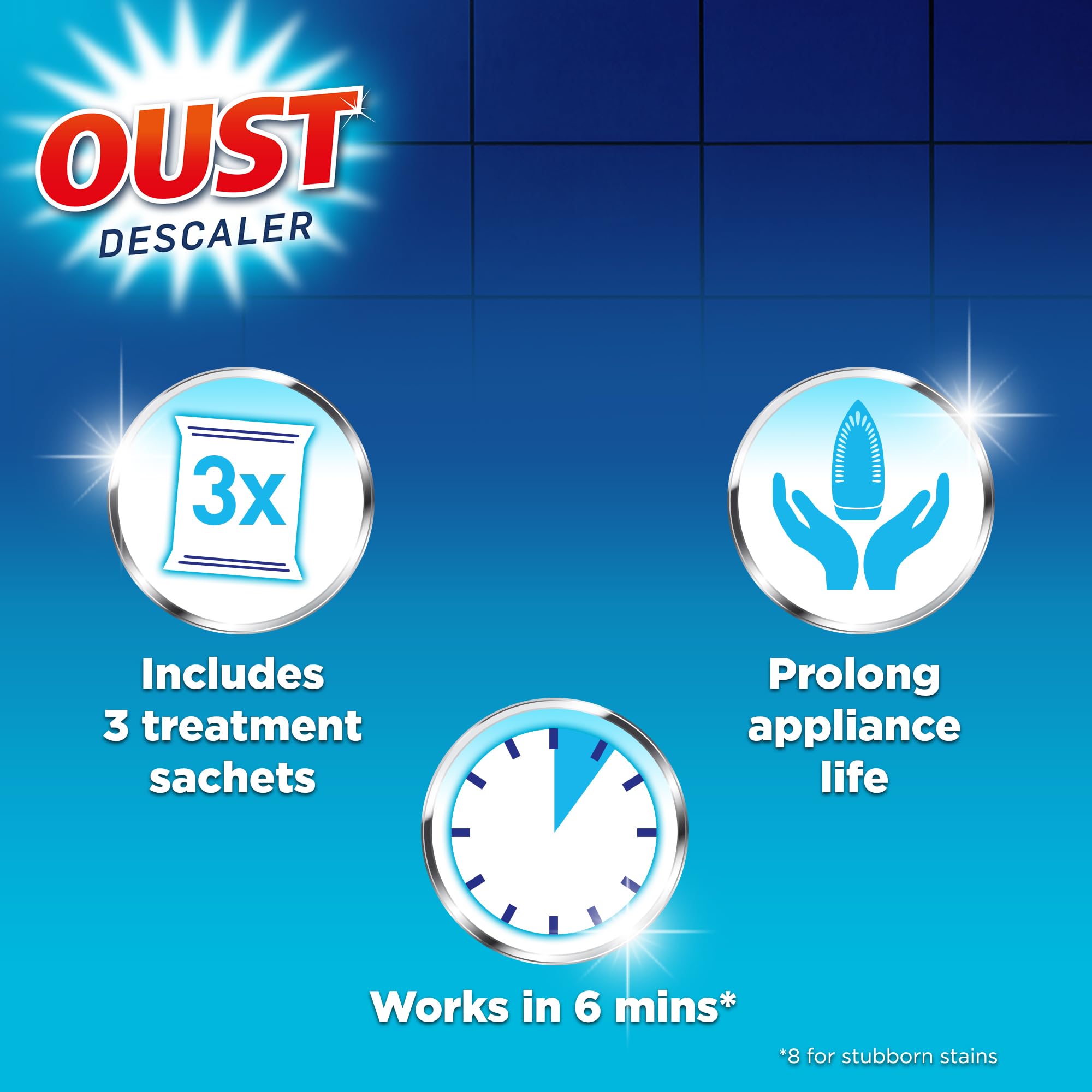 Oust Powerful All Purpose Descaler - Removes Up to 100% Limescale | 6 Pack (18 Sachets Total) 4