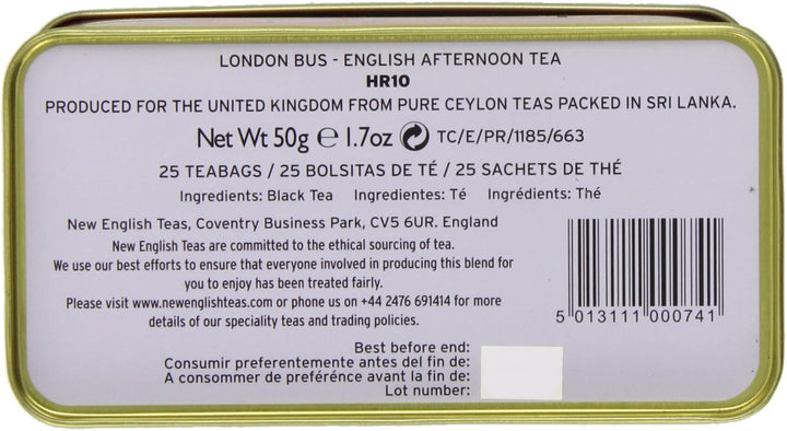 New English Teas London Bus Tea Tin with 25 English Breakfast Teabags
