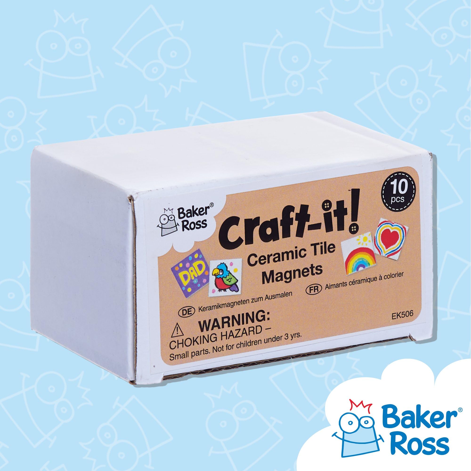 Baker Ross EK506 Porcelain Ceramic Tile Magnets - Pack of 10 | 4.5cm x 4.5cm | Customisable 7