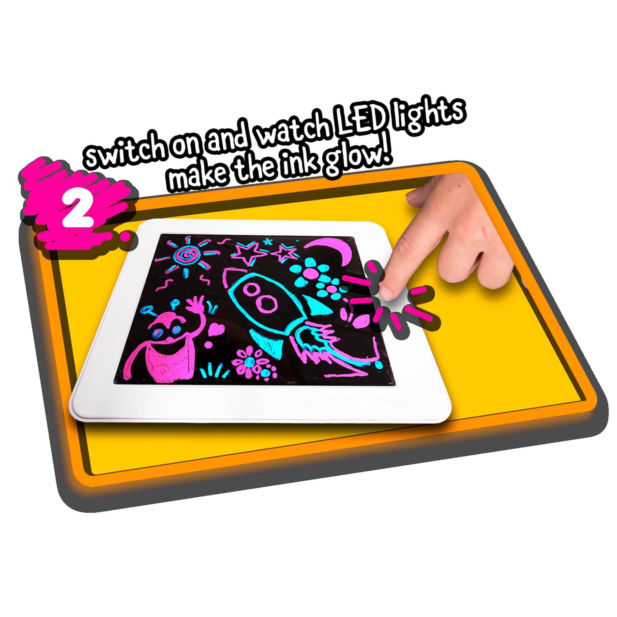 John Adams GLOWPAD - Light-Up Drawing Board with 8 Glow Modes & Neon Markers - Ages 4+ 10