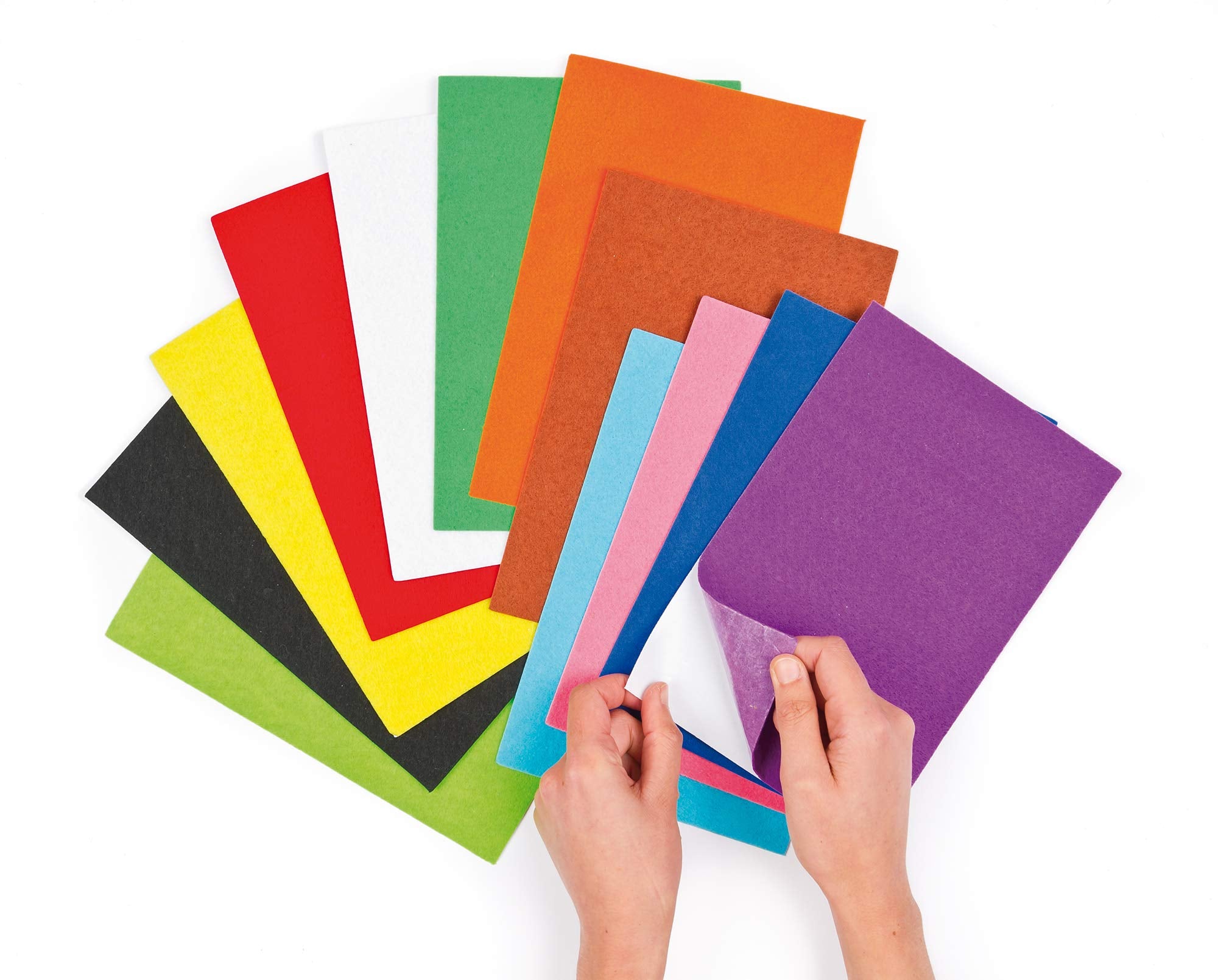 Baker Ross Rainbow Self Adhesive Felt Sheets (18 Pack) | 22cm x 15cm | 1mm Thick | Assorted Colors