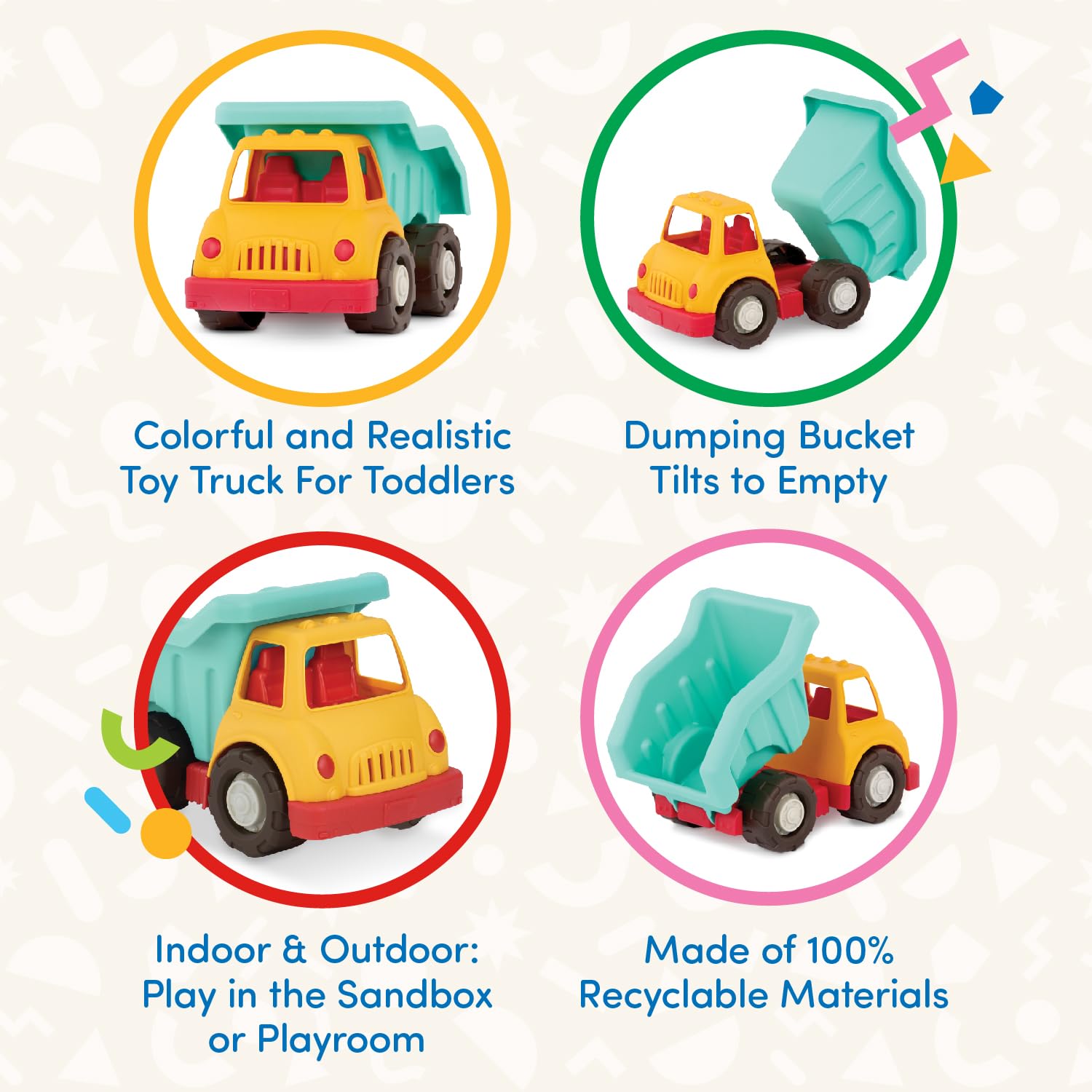 Battat Wonder Wheels Dump Truck for Toddlers | Movable Parts | Recyclable Plastic | Ages 1+ 3