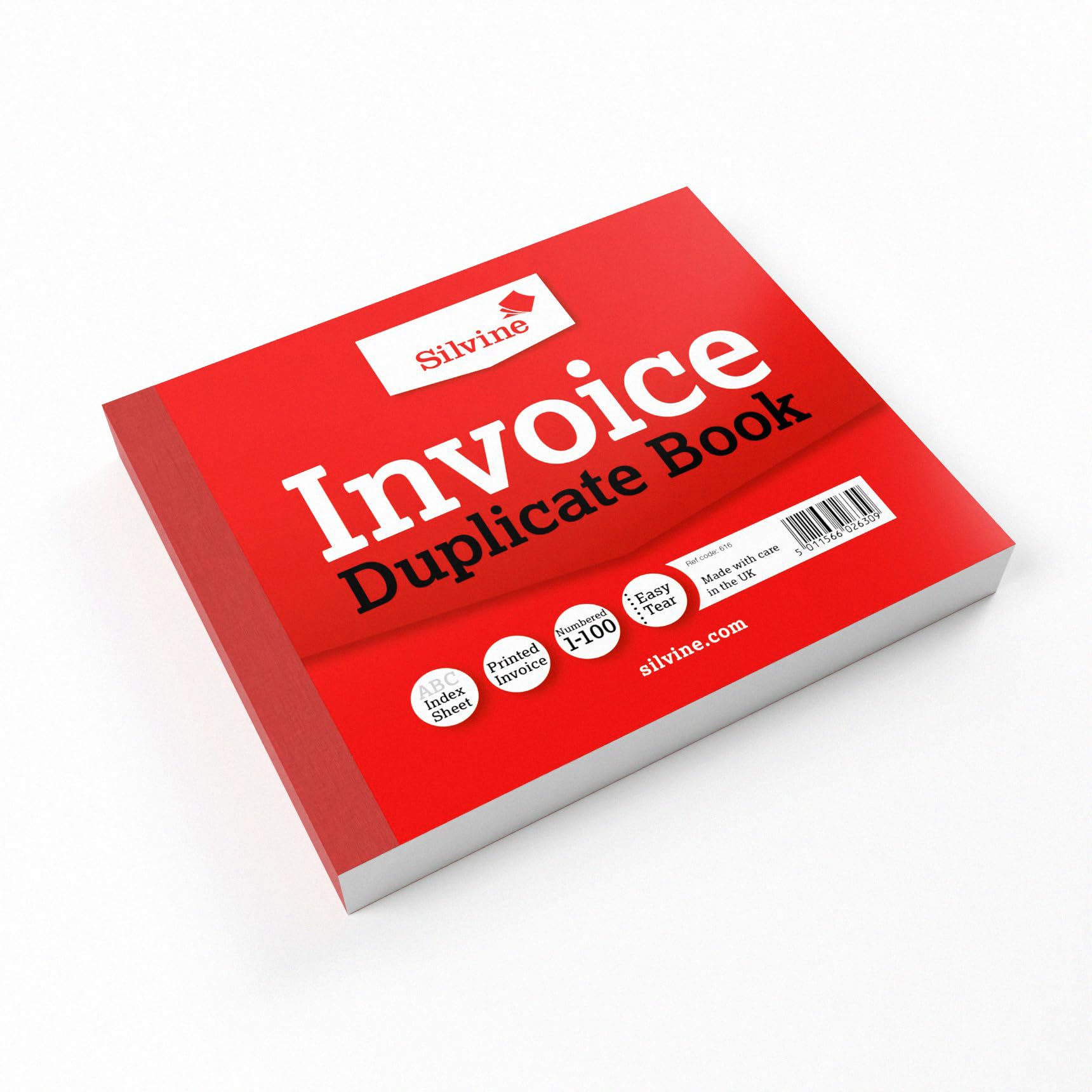 Silvine Duplicate Invoice Book - 4x5' Size, Numbered 1-100, Red Cover | Sinclairs Model 616