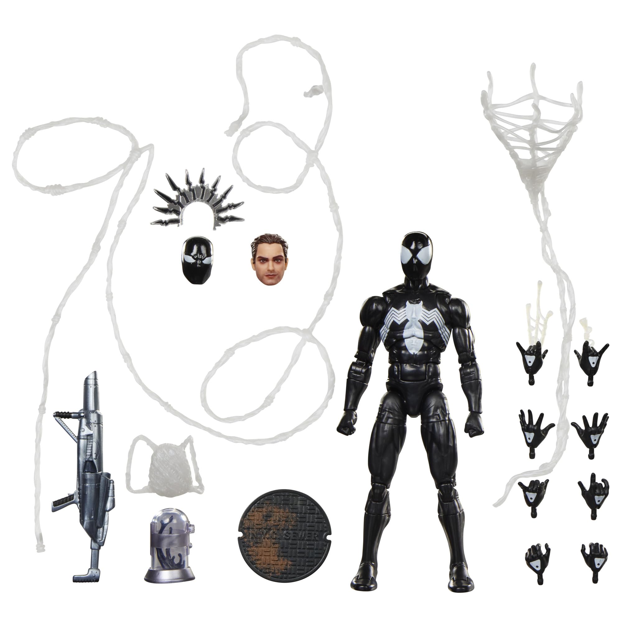 Marvel Legends Maximum Series Symbiote Spider-Man Action Figure - 15 cm, 20+ Points of Articulation, 17 Accessories
