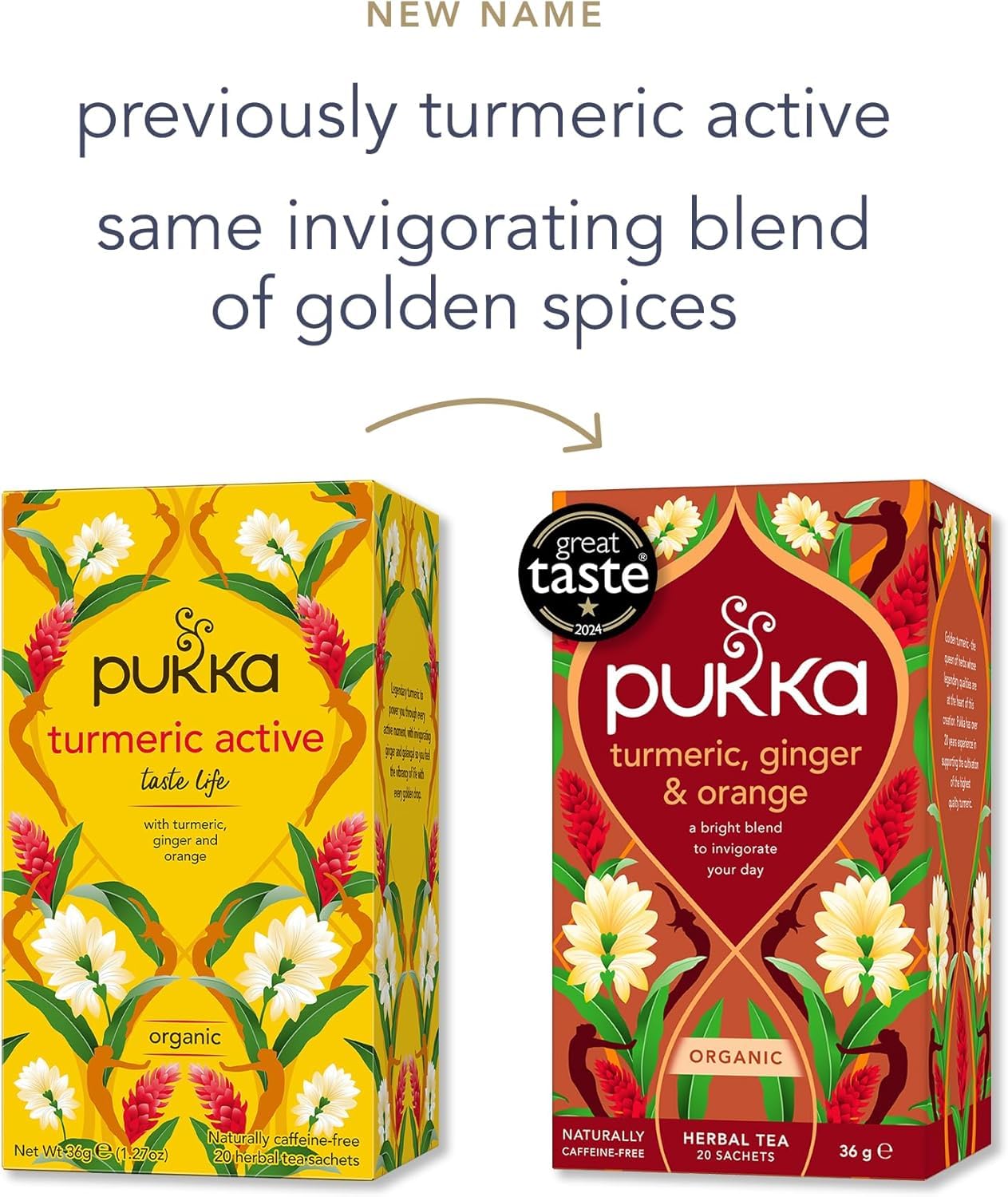 Pukka Herbs Turmeric Active Organic Herbal Tea - 20 Count (Pack of 4) | Caffeine-Free Energy Support