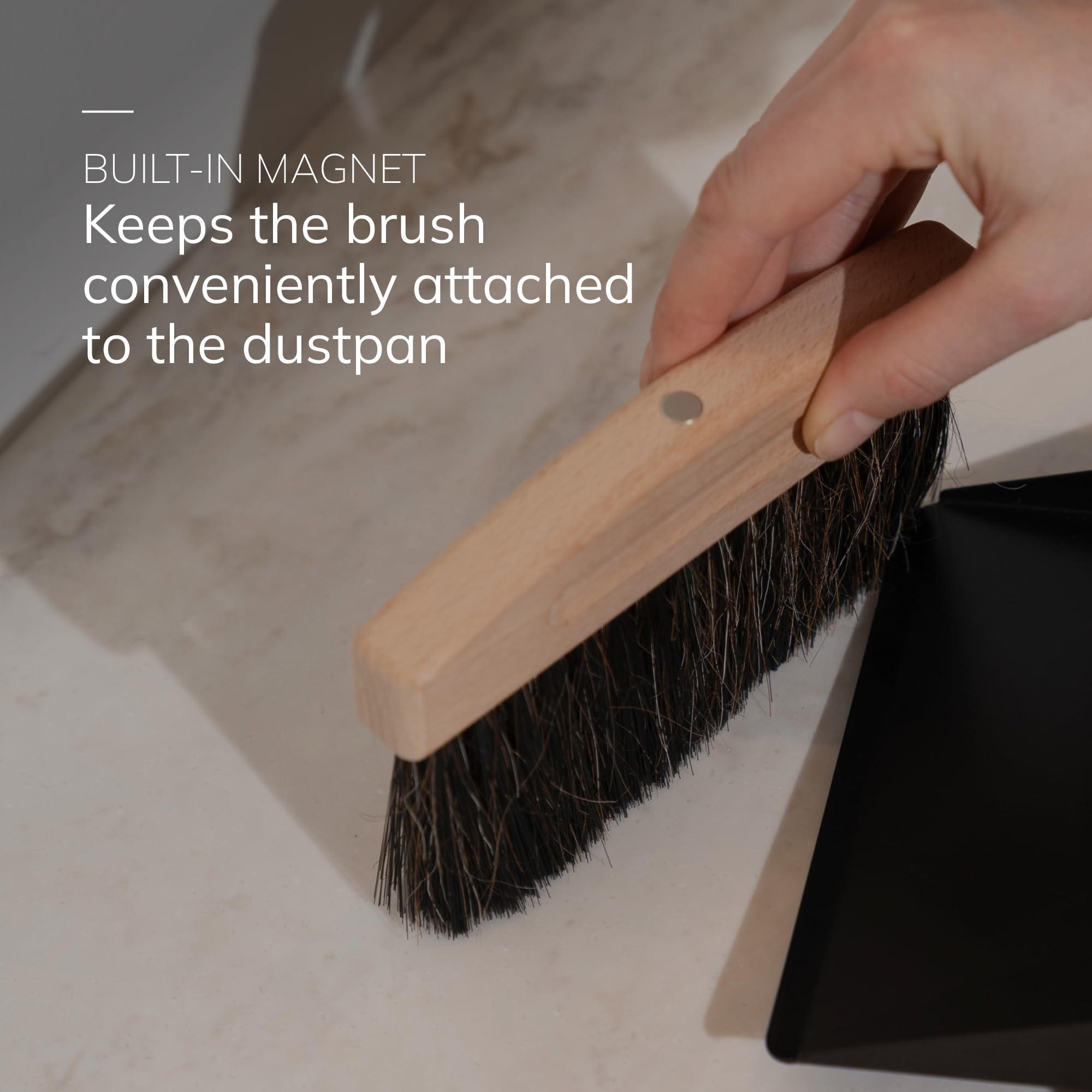 ENA Living Mini Dustpan and Brush Set - Sustainable Beechwood & Steel | Small Household Cleaning Tool 5