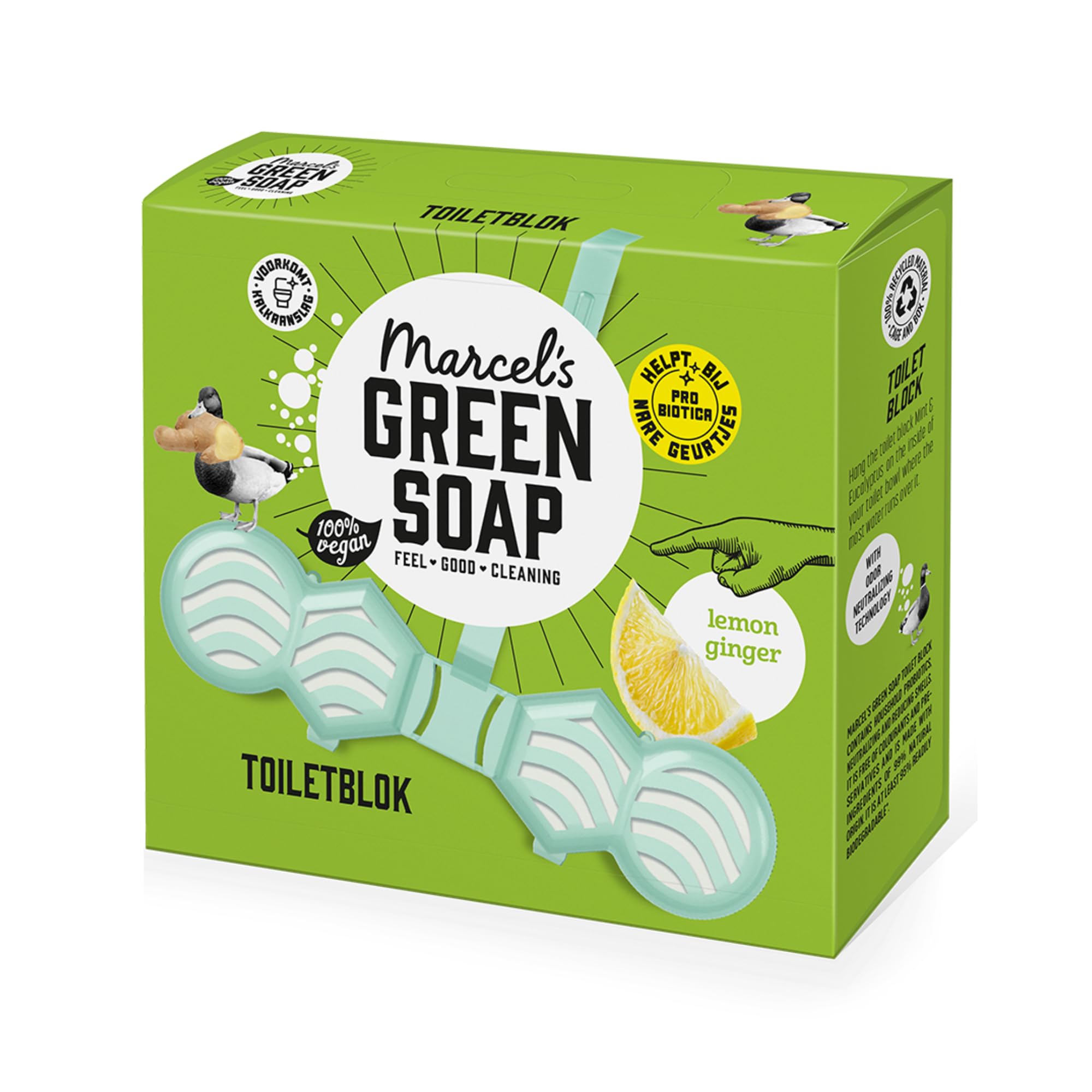 Marcel's Green Soap Toilet Block - Ginger & Lemon Scent | Vegan | Microplastic-Free Formula 1