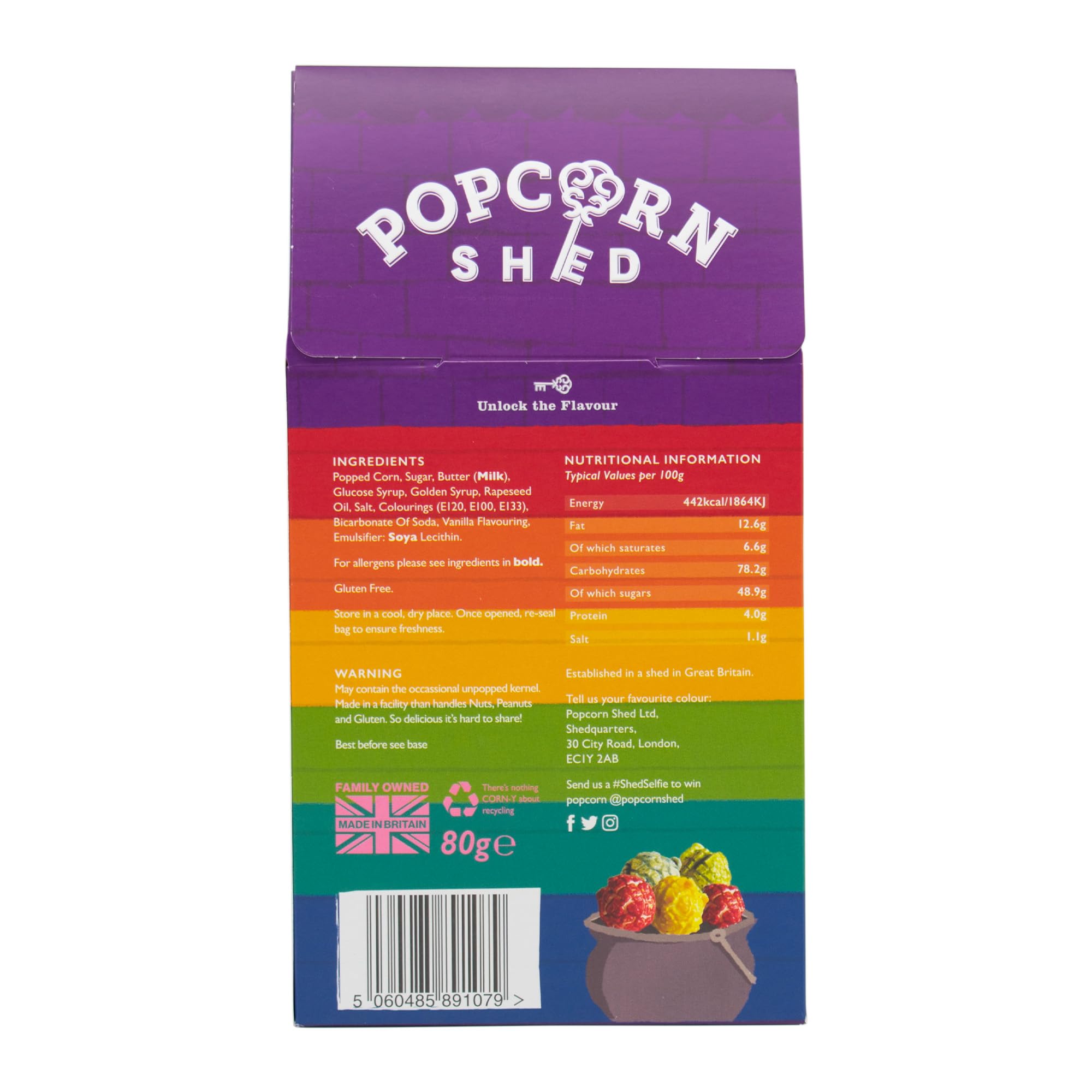 Popcorn Shed Rainbow Shed Gourmet Popcorn (1 x 80g) - Multicoloured Vanilla Caramel Snack 10