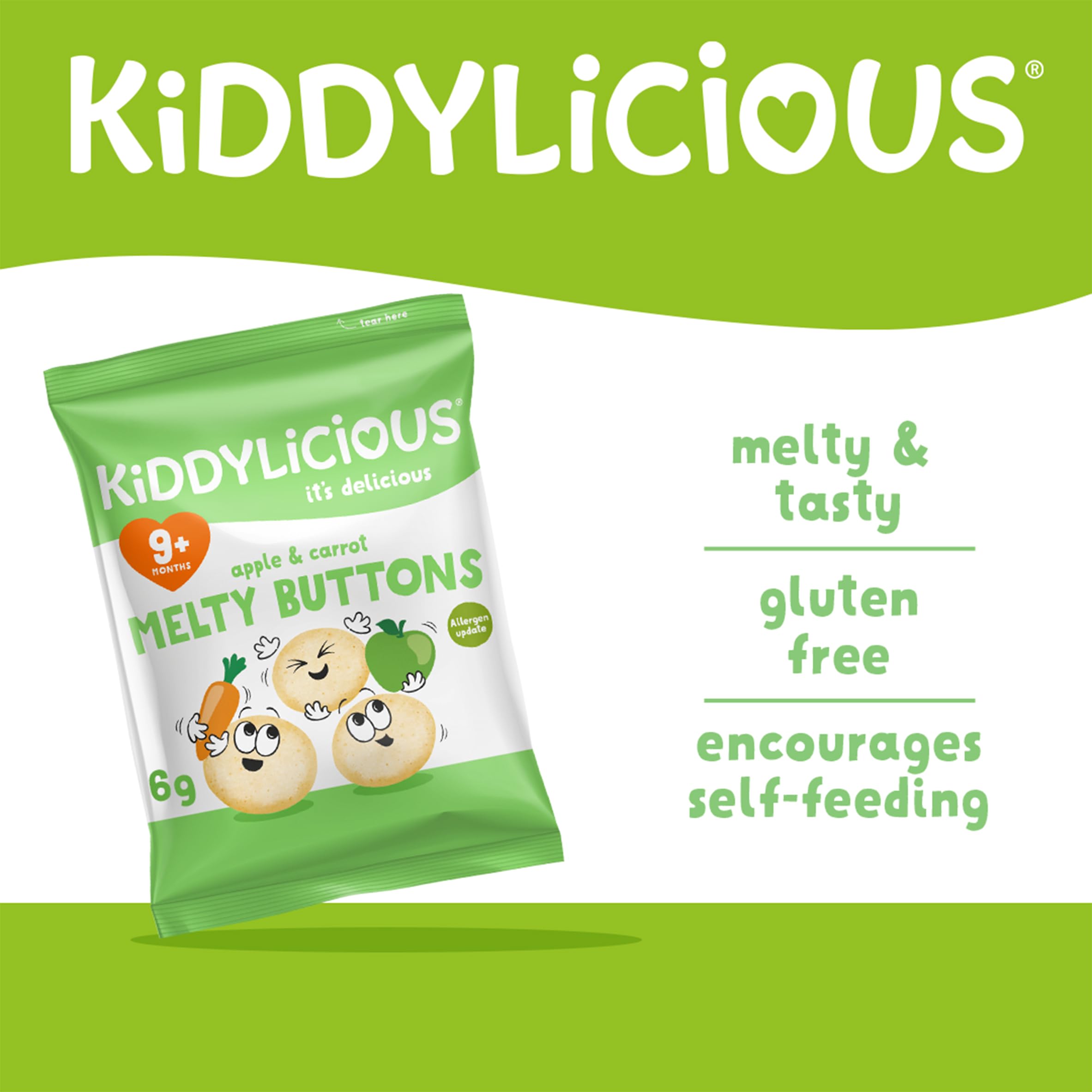 Kiddylicious Apple & Carrot Melty Buttons - Ideal Finger Food for Weaning | Gluten Free, Vegetarian 2
