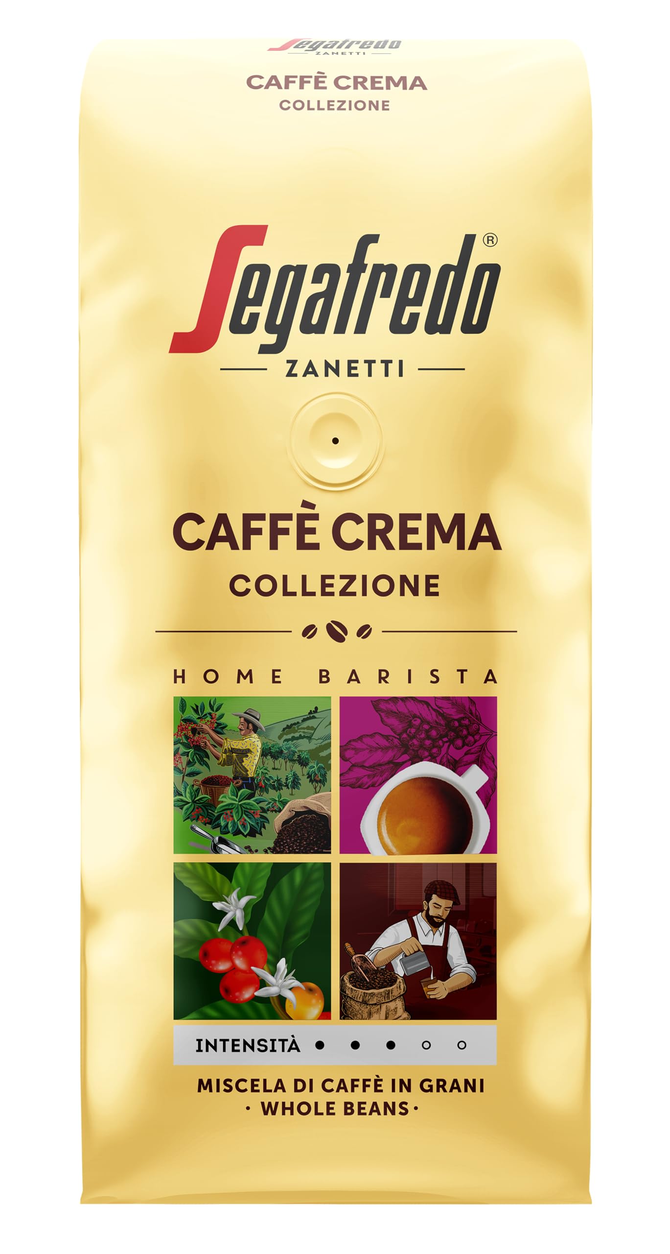 Segafredo Zanetti Caffè Crema Collezione Roasted Whole Coffee Beans 1kg Pack 1