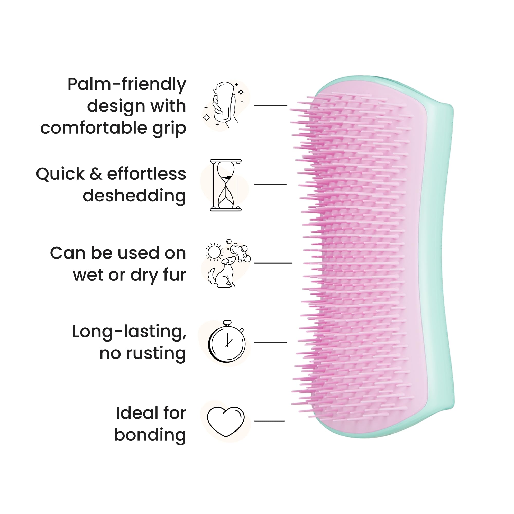 Tangle Teezer Pet Teezer De-Shedding Grooming Brush - Large, Mint & Pink | Dual-Tier Technology 4