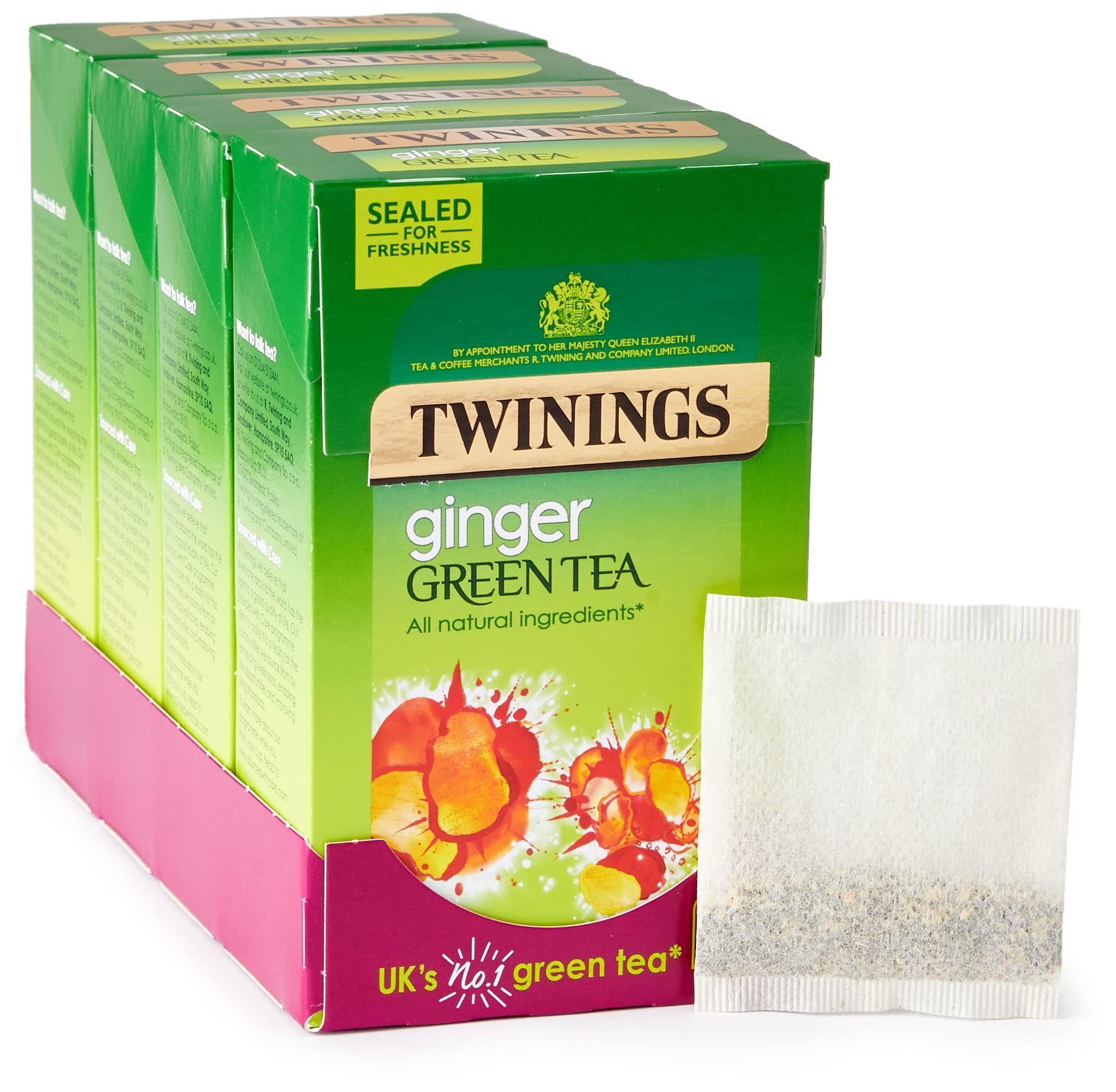 Twinings Ginger Green Tea 80 Tea Bags (4 x 20) - Soothing Spicy Green Tea with Real Ginger