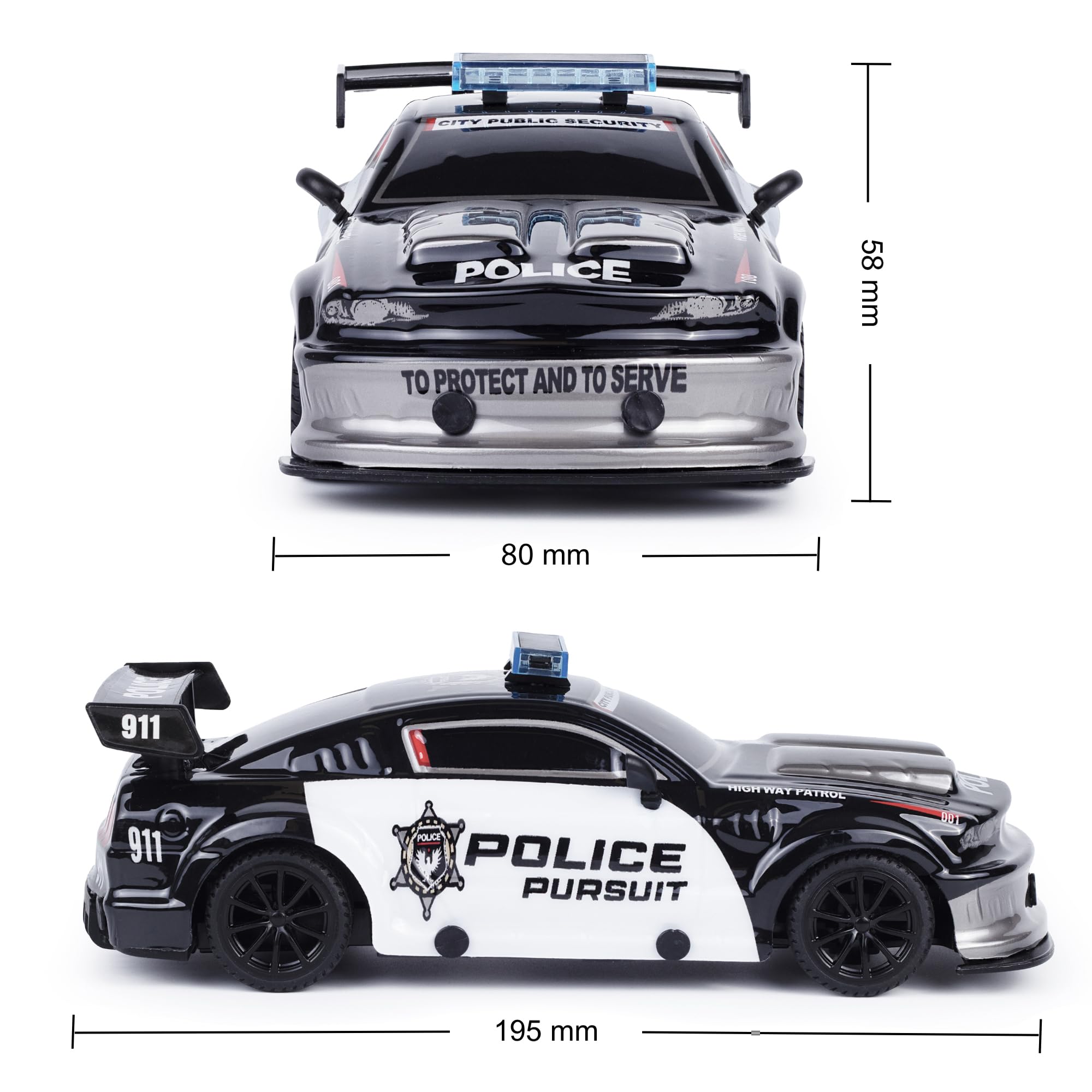 CMJ RC Cars Road Rebel Police Pursuit 1:24 Scale Remote Control Car - High-Speed Drifting & 2.4GHz Multi-Race Capability 2