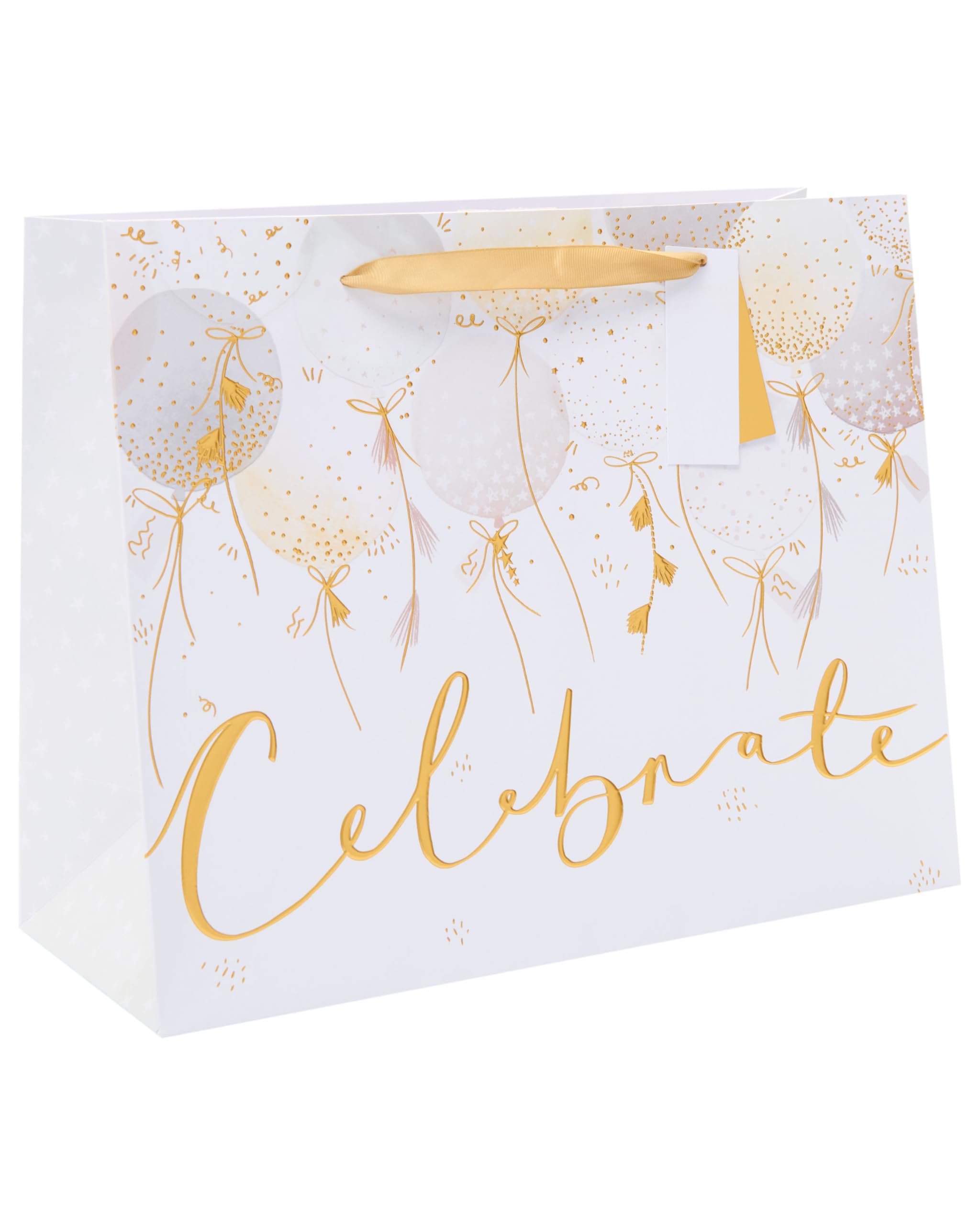 UK Greetings Large Gift Bag - Metallic Balloons Design | FSC Certified | 26.6 x 33 cm