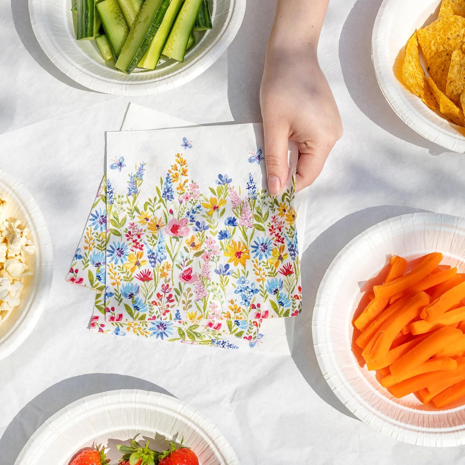 Talking Tables Table Kind - 100 Soft Recycled Paper Floral Napkins | 2ply 33cm | Compostable 6