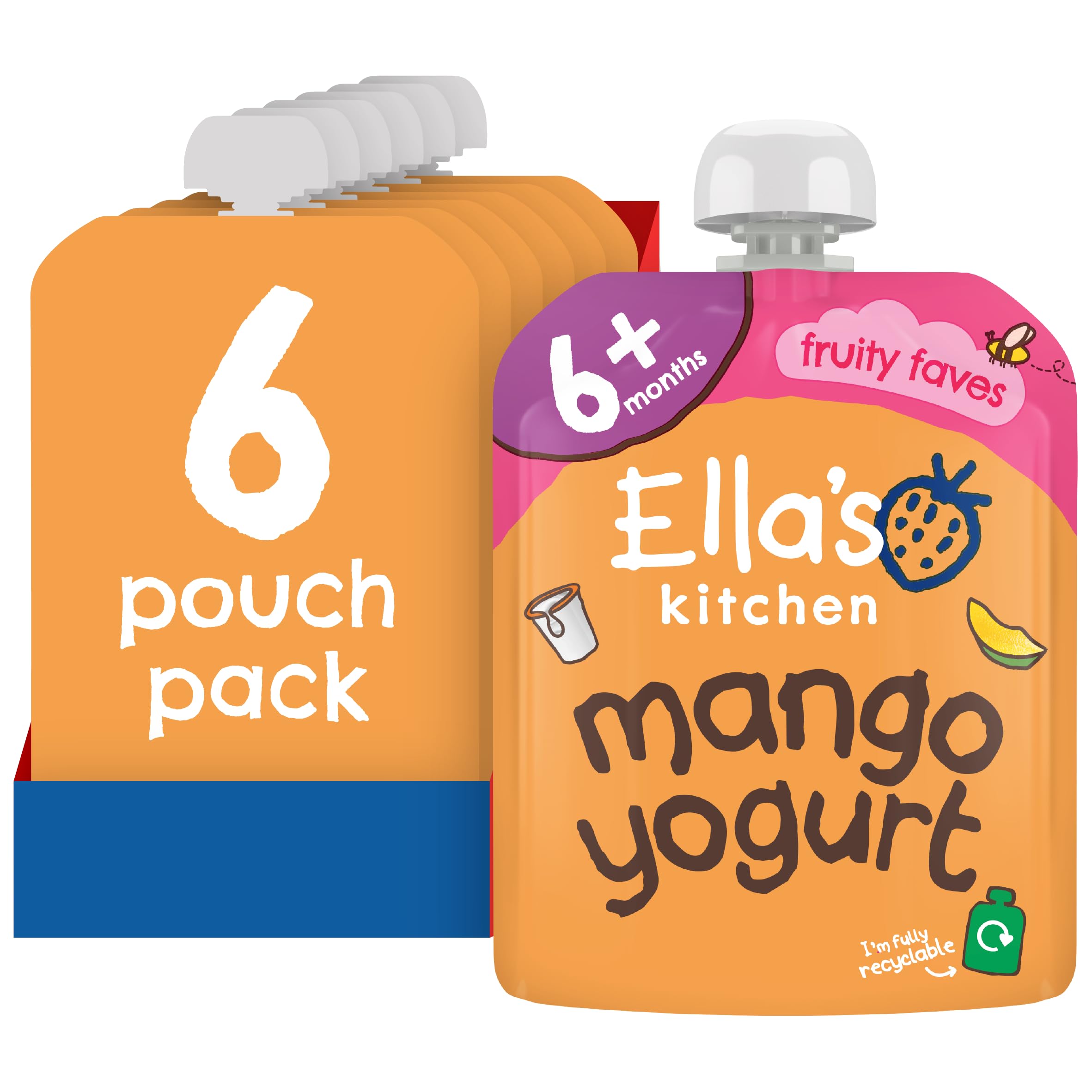Ella's Kitchen Organic Greek Yoghurt and Mangoes 90 g (Pack of 6)
