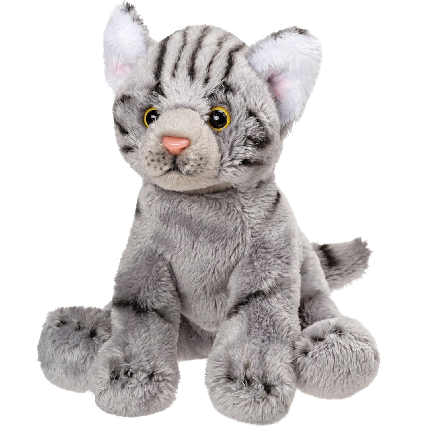 Yomiko Sitting Cat Plush Toy - Grey Tabby, Small Size